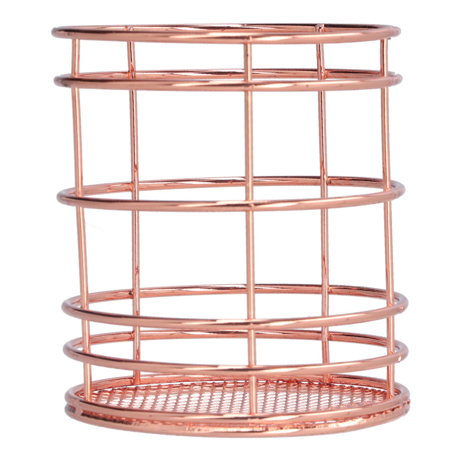 Round Hollow Chopstick Cage Multifunctional Desktop Pen Holder Organizer for Home KitchenRose Gold (J13454CP) - Image 2