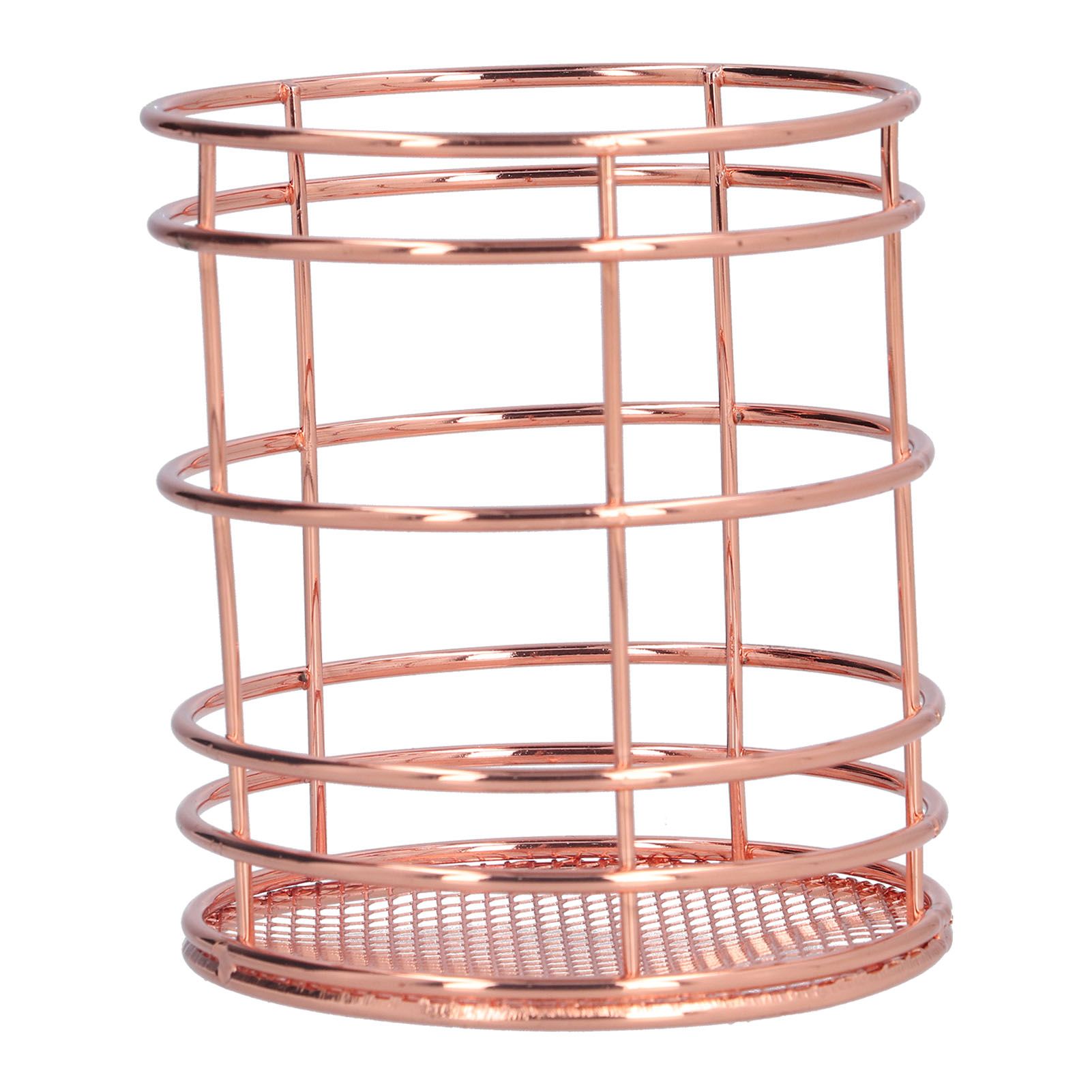 Round Hollow Chopstick Cage Multifunctional Desktop Pen Holder Organizer for Home KitchenRose Gold (J13454CP) - Image 4