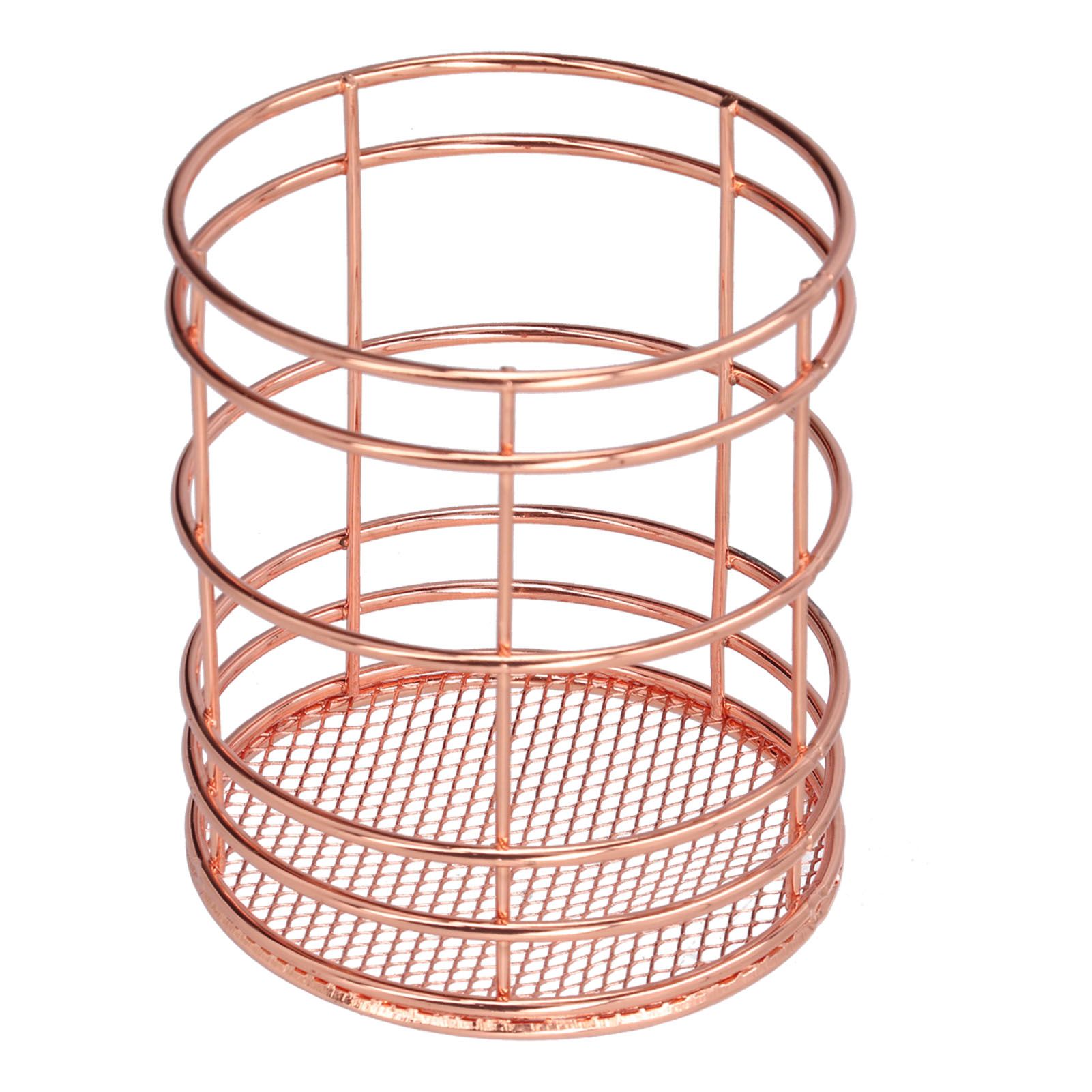Round Hollow Chopstick Cage Multifunctional Desktop Pen Holder Organizer for Home KitchenRose Gold (J13454CP) - Image 5