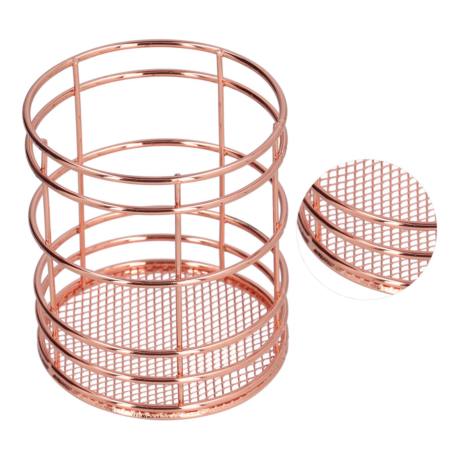 Round Hollow Chopstick Cage Multifunctional Desktop Pen Holder Organizer for Home KitchenRose Gold (J13454CP) - Image 6