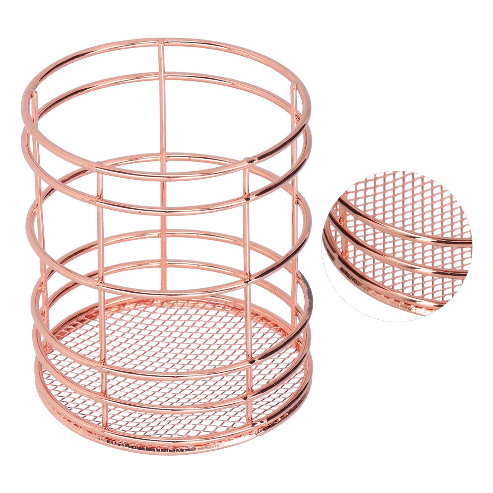 Round Hollow Chopstick Cage Multifunctional Desktop Pen Holder Organizer for Home KitchenRose Gold (J13454CP) - Image 8