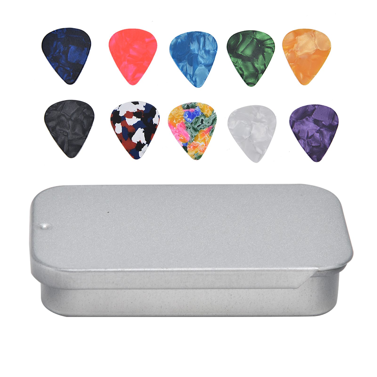 10Pcs Guitar Picks Boost Bass Portable Colorful Retro Cosmic Star Sky Pattern Guitar Pick for Bass Banjo Ukulele0.46mm Silver Box - Image 1