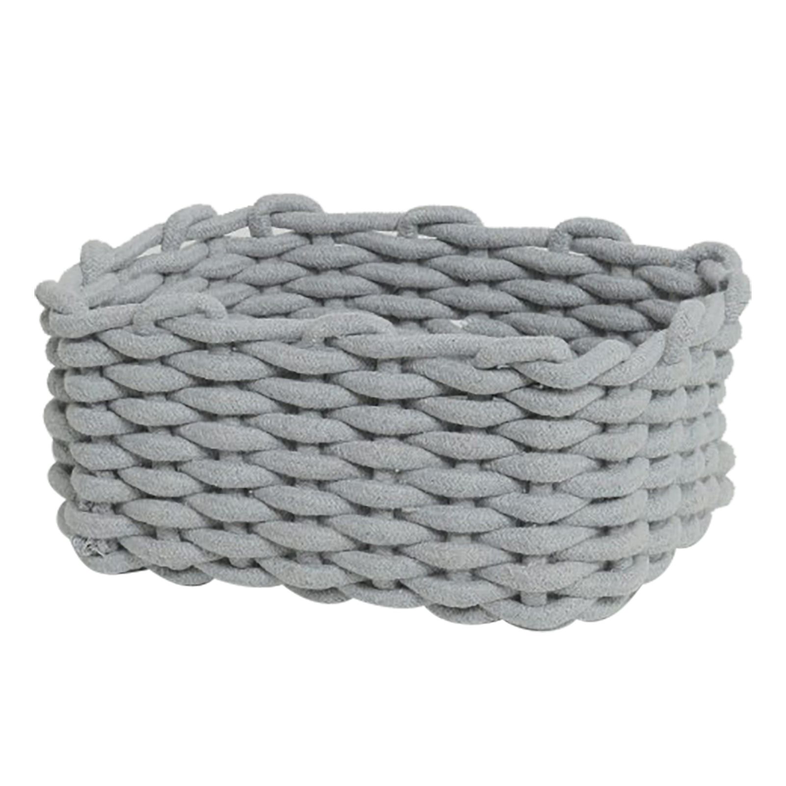 Cotton Rope Storage Basket Hand Knitting Nordic Style Desktop Storage Organizer for Key Snacks Underwear Grey 30x22x14cm/11.8x8.7x5.5in - Image 1