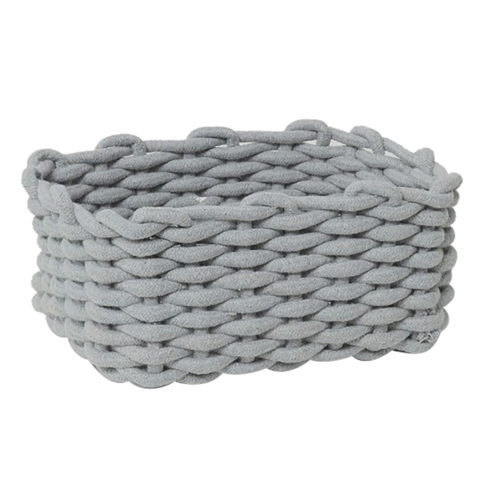 Cotton Rope Storage Basket Hand Knitting Nordic Style Desktop Storage Organizer for Key Snacks Underwear Grey 30x22x14cm/11.8x8.7x5.5in - Image 2