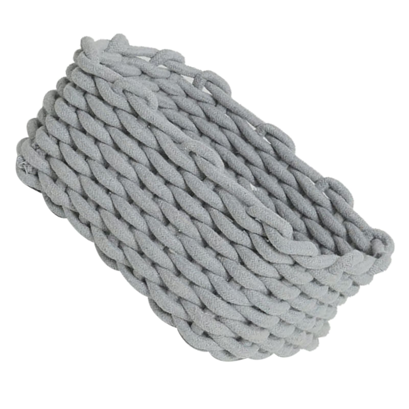 Cotton Rope Storage Basket Hand Knitting Nordic Style Desktop Storage Organizer for Key Snacks Underwear Grey 30x22x14cm/11.8x8.7x5.5in - Image 3