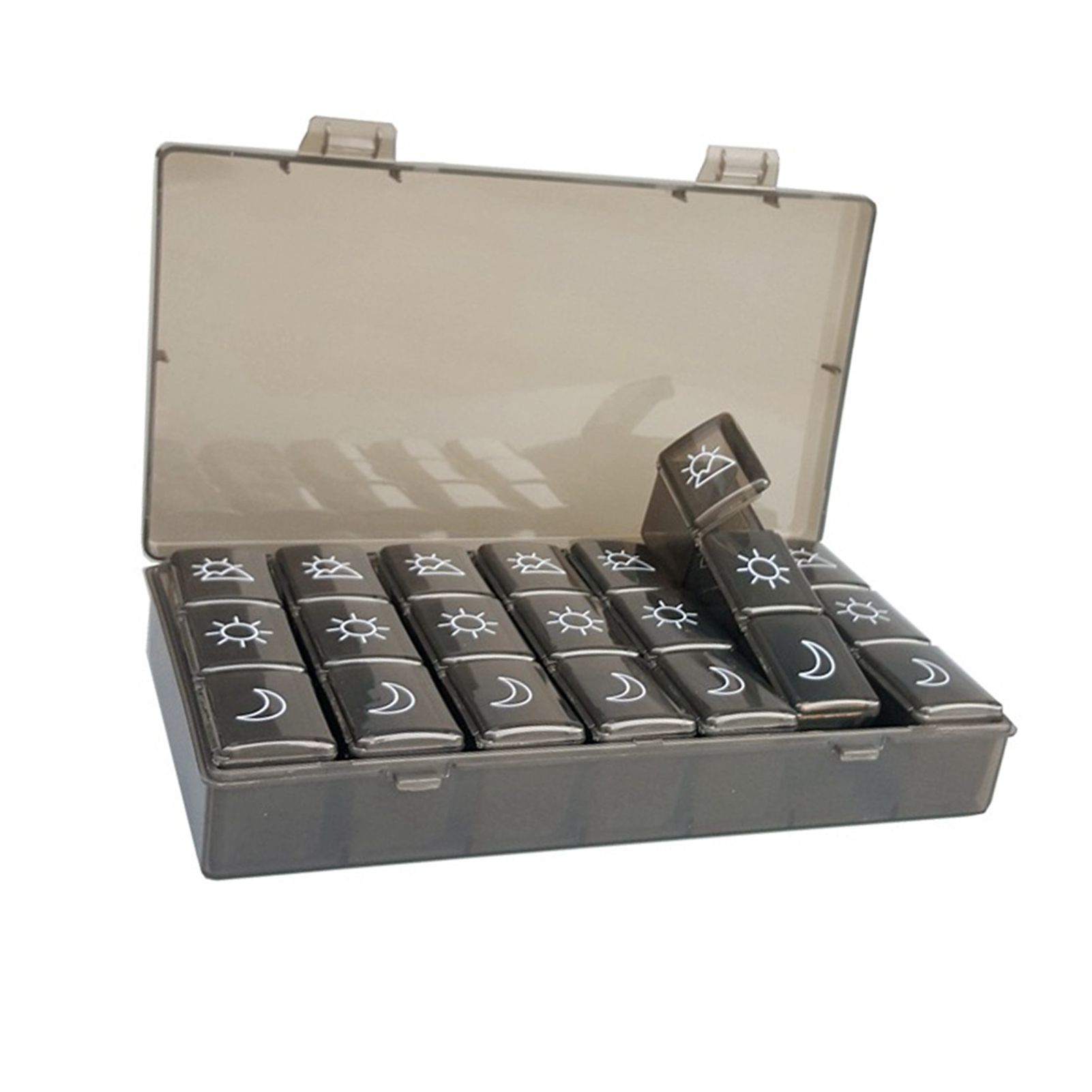 21 Grids Large Capacity Medicine Case Weekly Tablet Organizer Black Portable Tablet Box - Image 3
