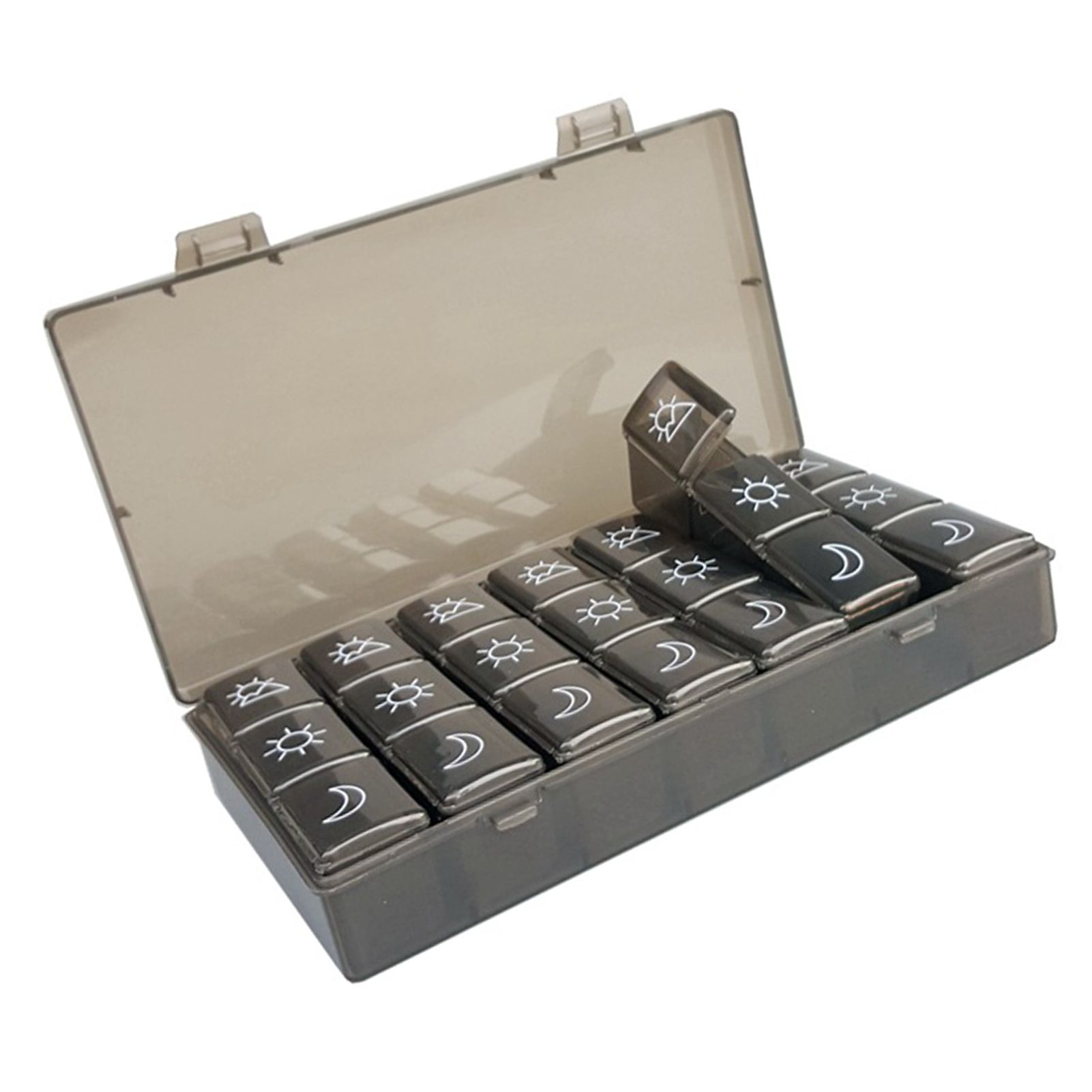 21 Grids Large Capacity Medicine Case Weekly Tablet Organizer Black Portable Tablet Box - Image 4