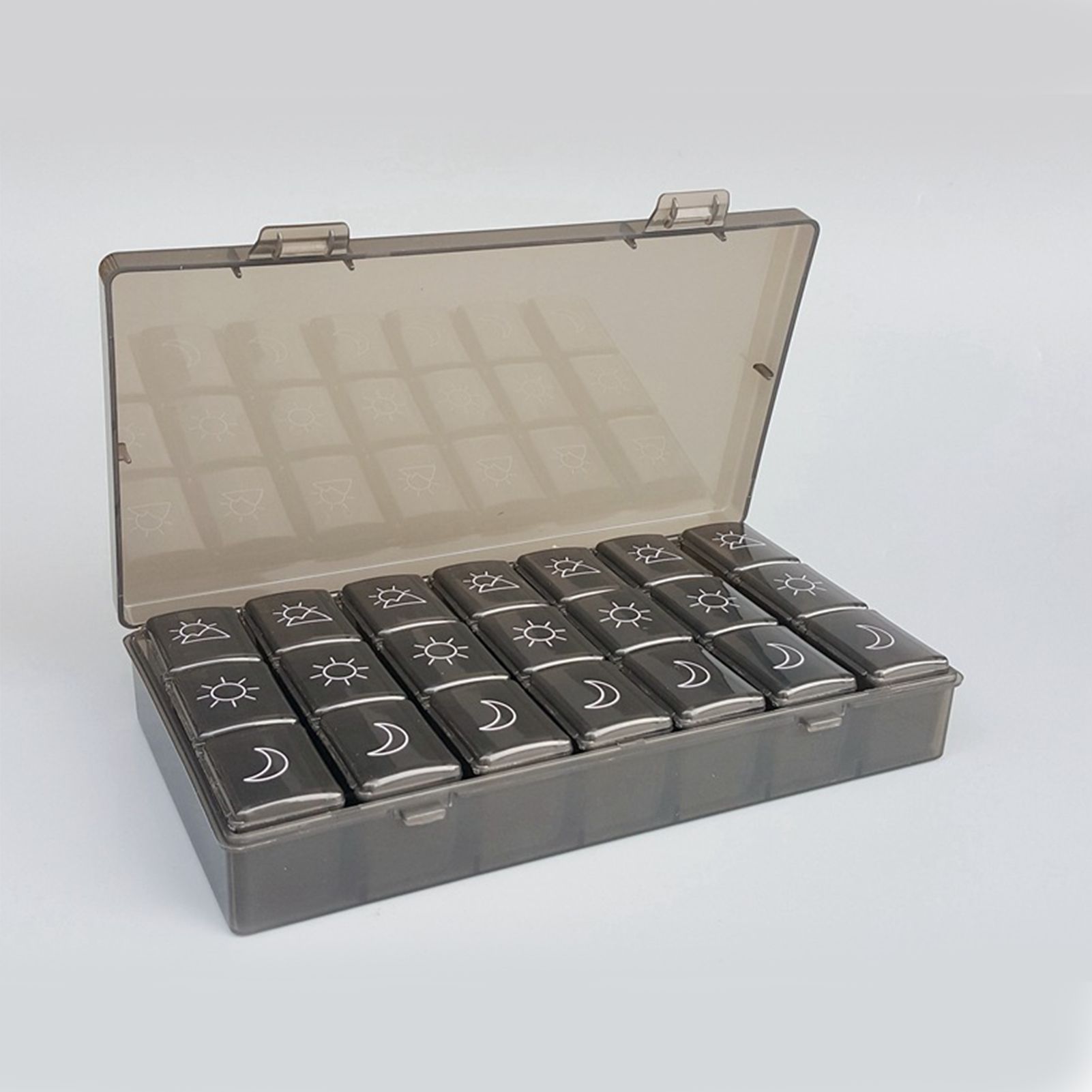 21 Grids Large Capacity Medicine Case Weekly Tablet Organizer Black Portable Tablet Box - Image 5