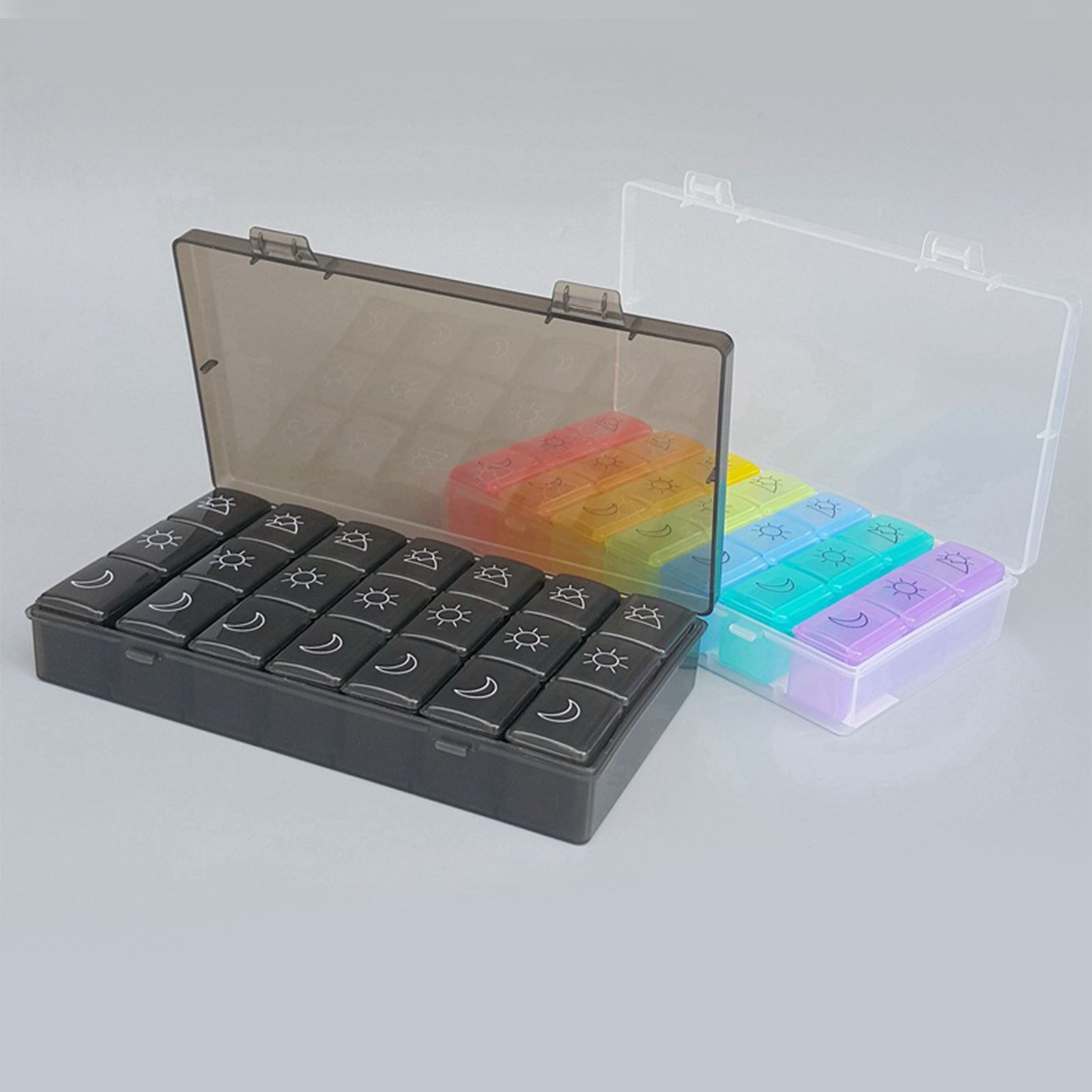 21 Grids Large Capacity Medicine Case Weekly Tablet Organizer Black Portable Tablet Box - Image 6