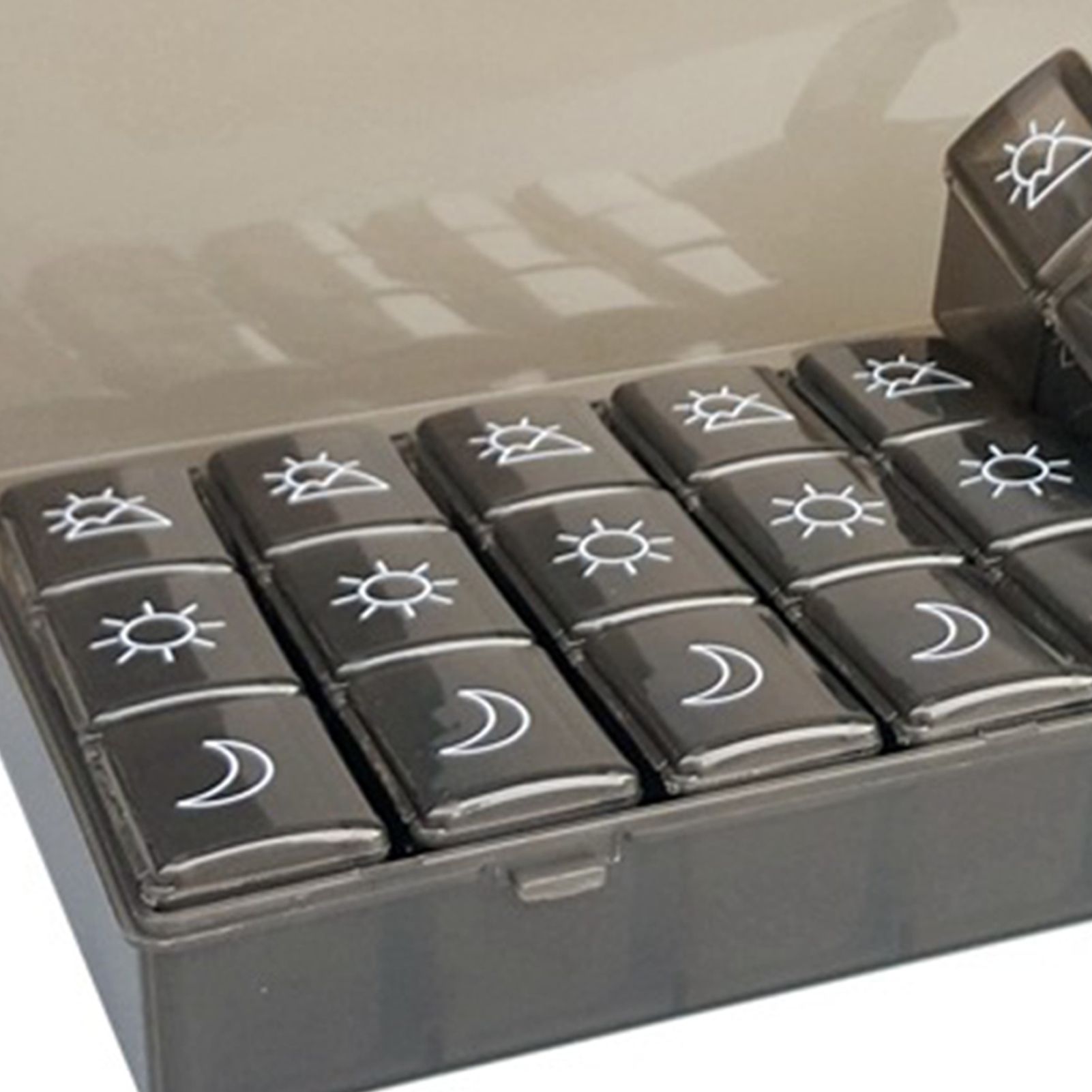 21 Grids Large Capacity Medicine Case Weekly Tablet Organizer Black Portable Tablet Box - Image 7