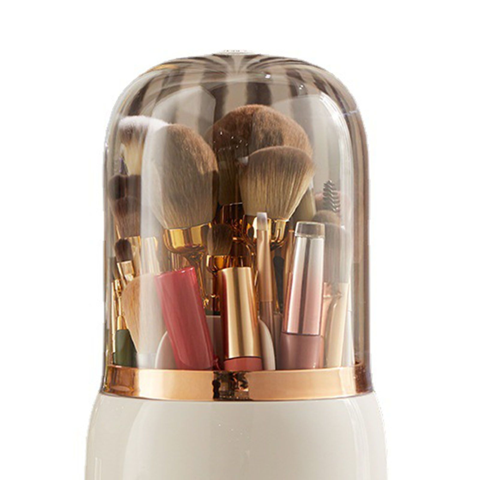 Makeup Brush Holder Multifunctional Brush Organizer Home Rotating Dustproof Cosmetic Make Up Brushes Container White - Image 7