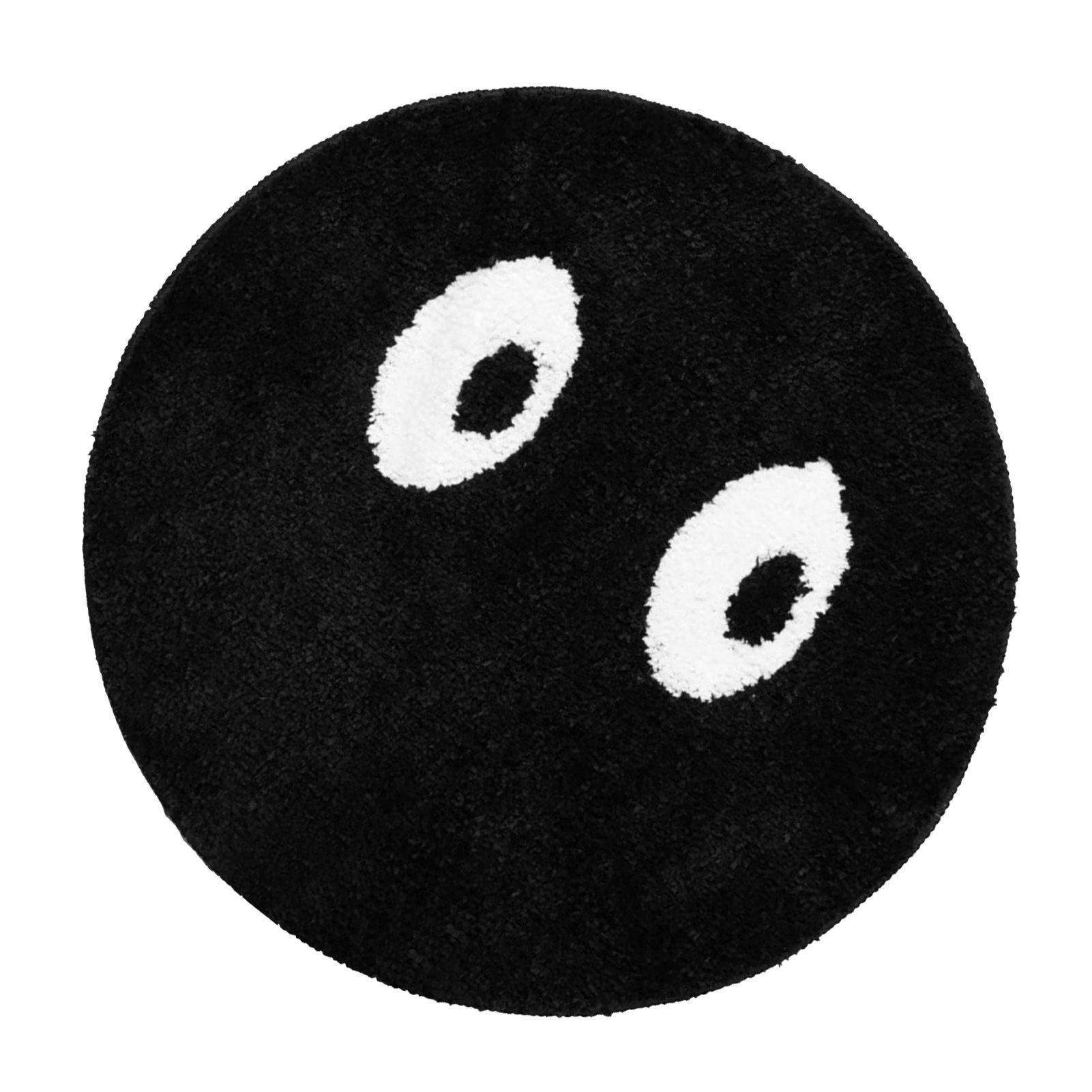 Round Rug Cute Black Face Rug Soft Flocking Carpet Skid Resistant Rug for Bedroom Bathroom Living Room 80x80cm / 31.5x31.5in - Image 2