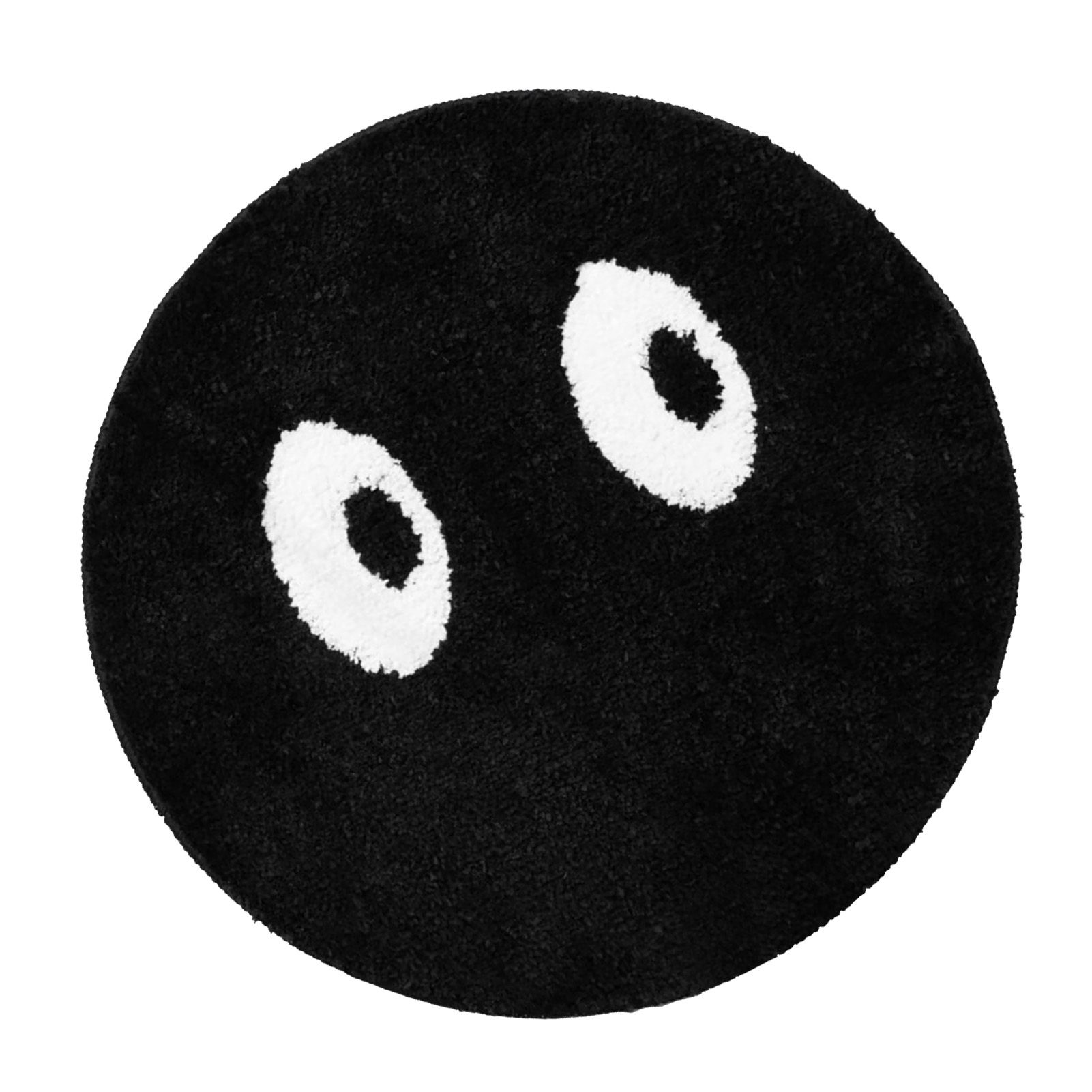 Round Rug Cute Black Face Rug Soft Flocking Carpet Skid Resistant Rug for Bedroom Bathroom Living Room 80x80cm / 31.5x31.5in - Image 3