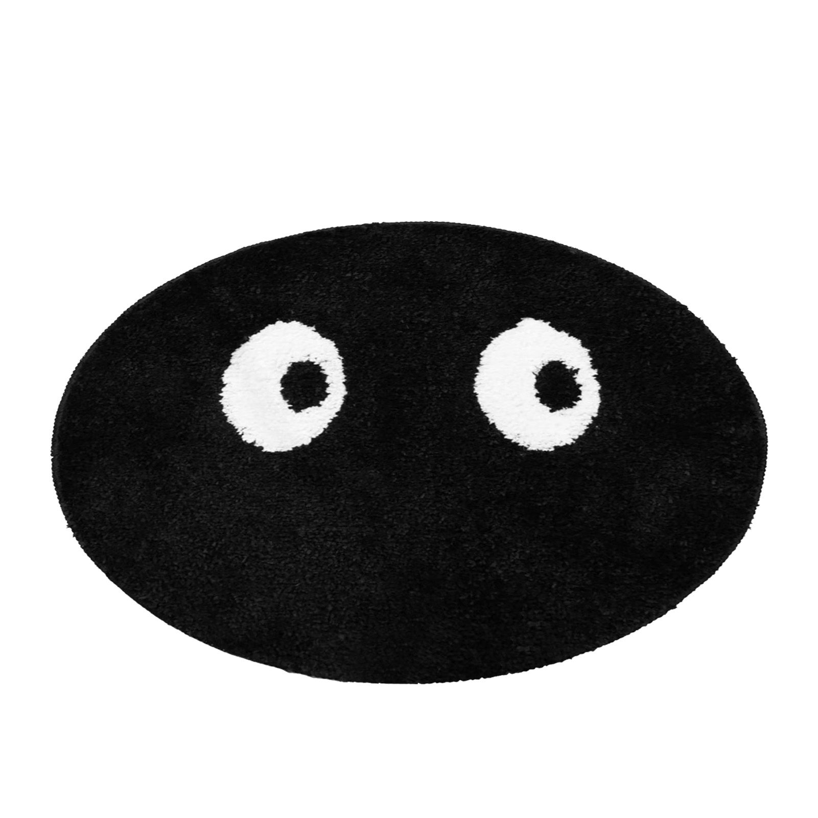 Round Rug Cute Black Face Rug Soft Flocking Carpet Skid Resistant Rug for Bedroom Bathroom Living Room 80x80cm / 31.5x31.5in - Image 4