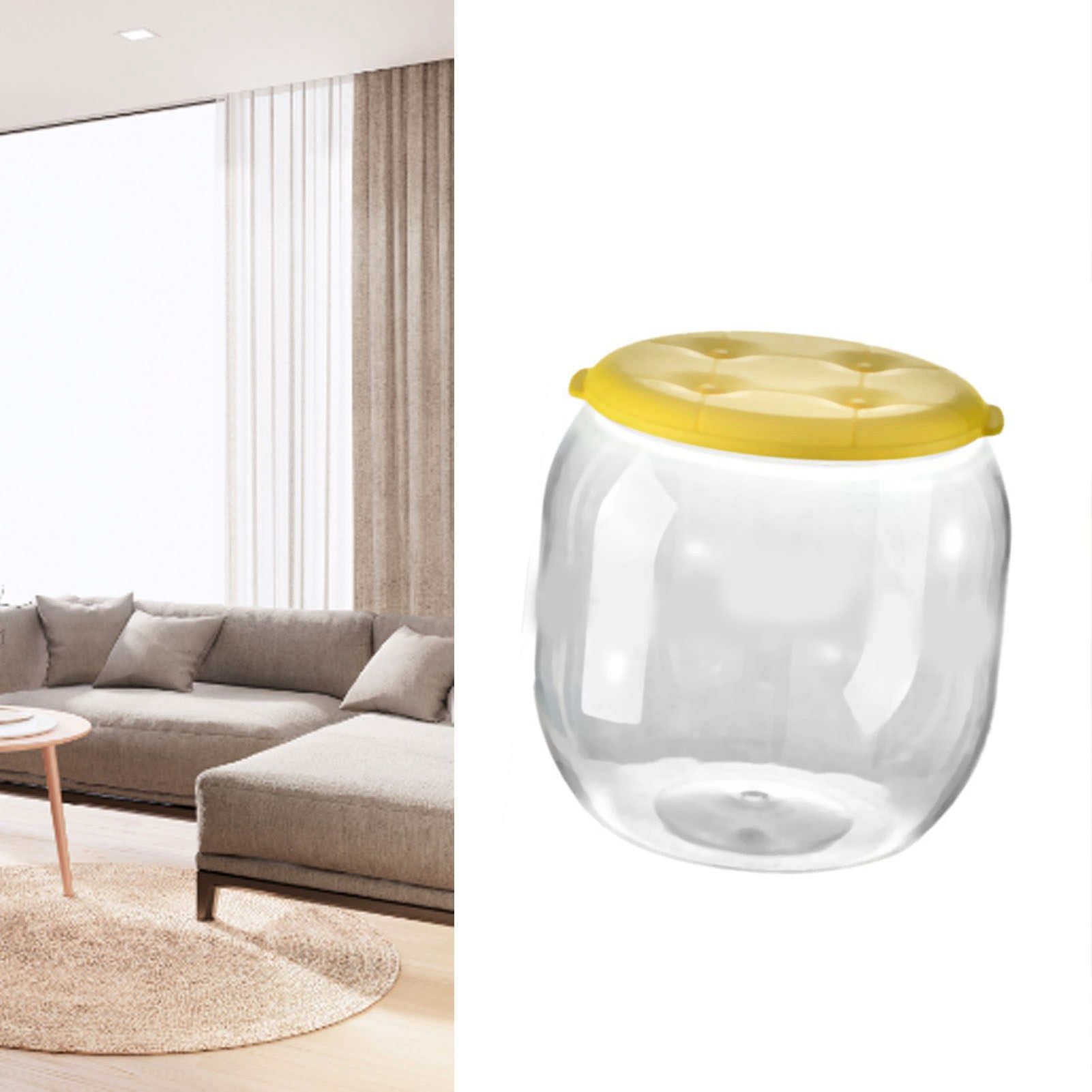 Toy Storage Stool Multipurpose Innovative Round Shape Transparent Storage Stool for Home Living Room Entryway Yellow - Image 6