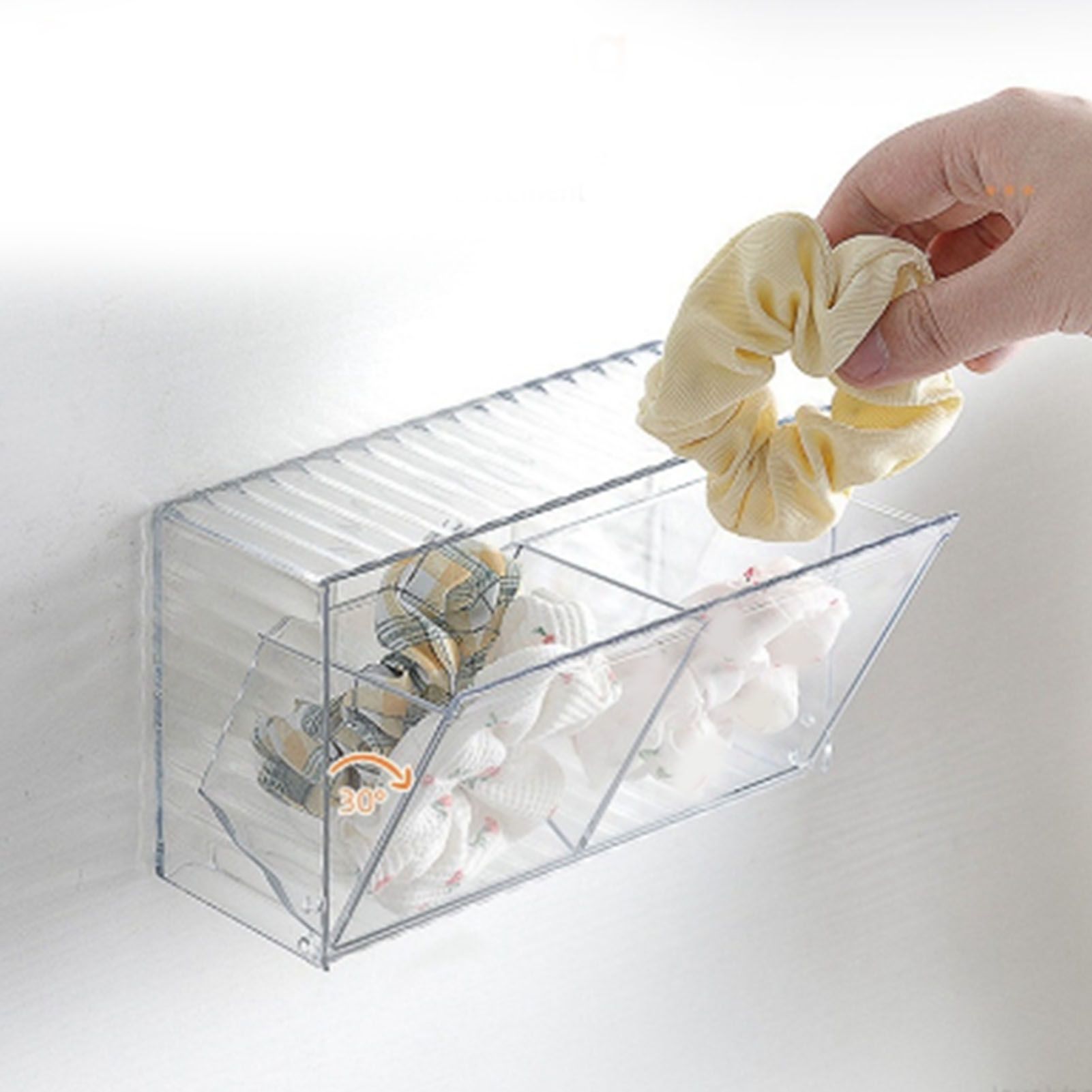 Cosmetics Wall Mounted Storage Box Non Punching Plastic 2 Compartment Holder Bathroom Supplies - Image 8