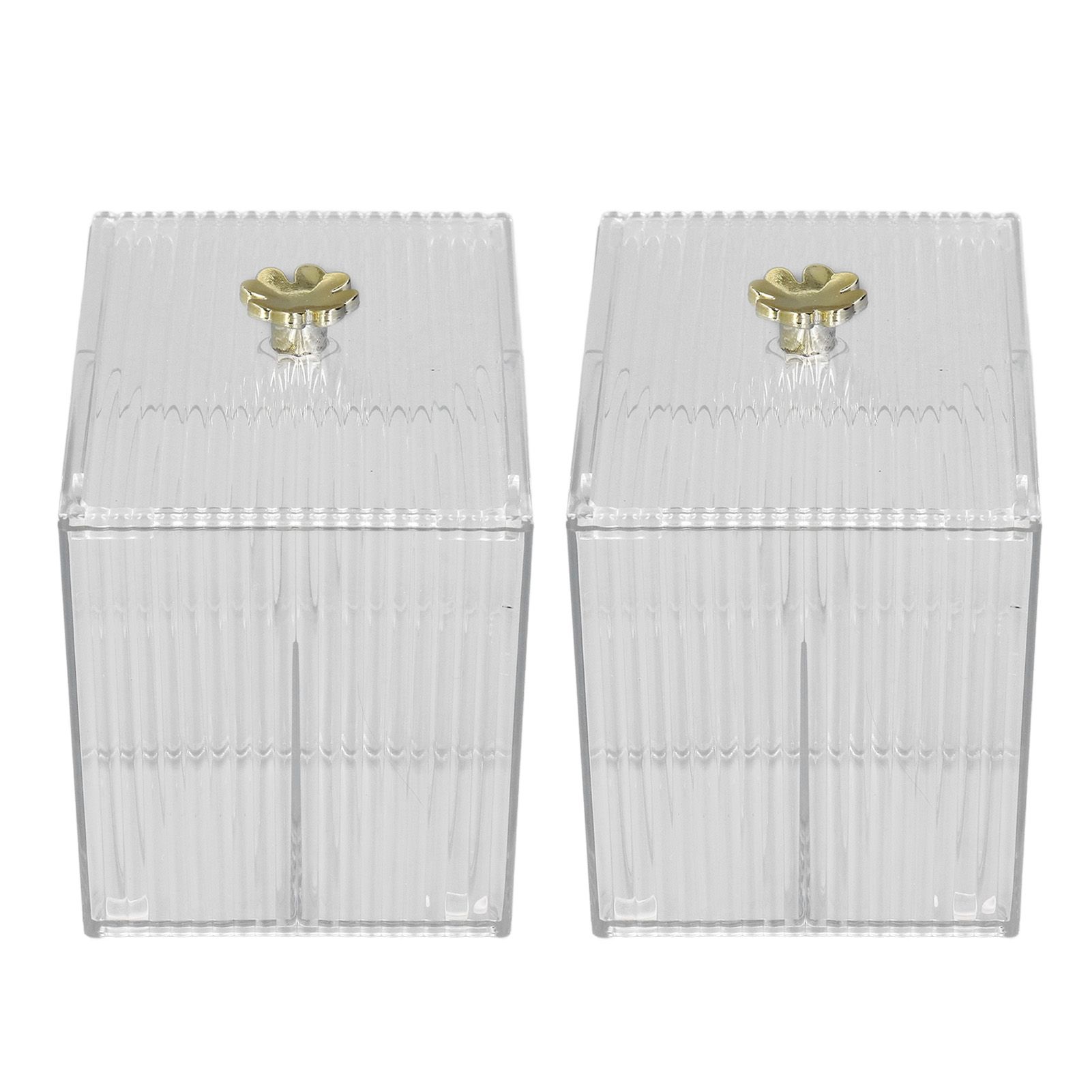 2Pcs Cotton Swab Holder Clear Durable Plastic Safe Widely Used Cotton Ball Organizer for Office Family Tabletop - Image 1