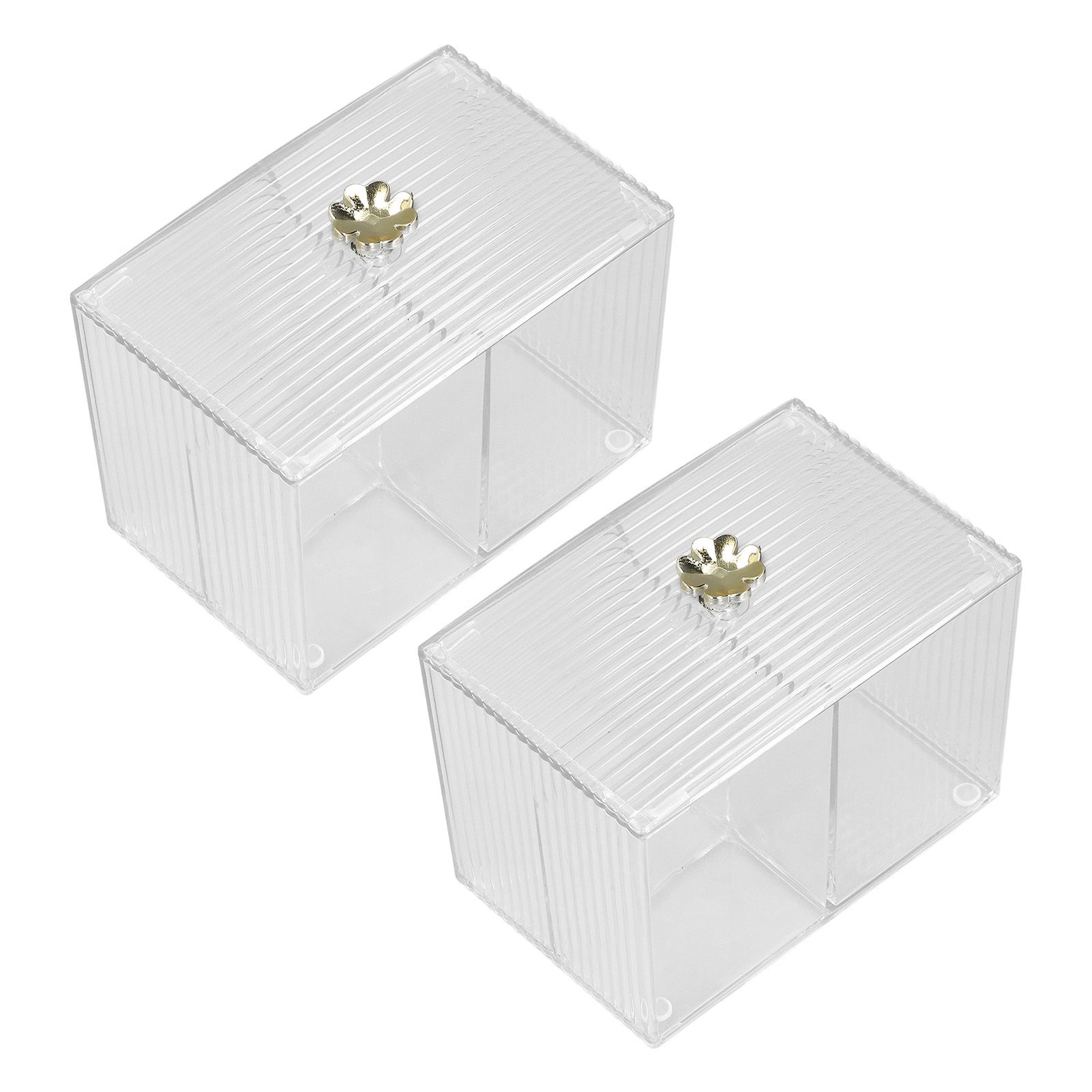 2Pcs Cotton Swab Holder Clear Durable Plastic Safe Widely Used Cotton Ball Organizer for Office Family Tabletop - Image 2