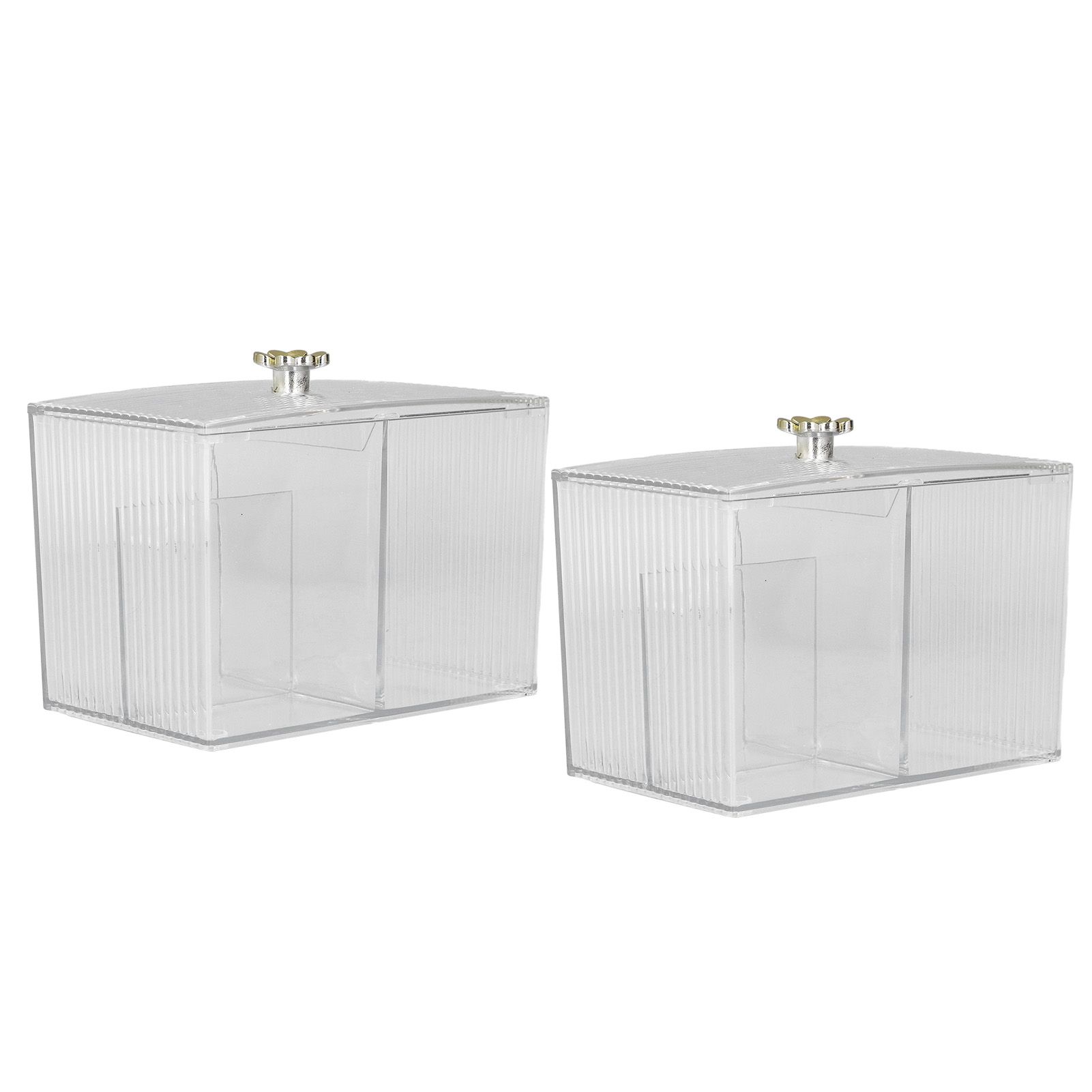 2Pcs Cotton Swab Holder Clear Durable Plastic Safe Widely Used Cotton Ball Organizer for Office Family Tabletop - Image 5