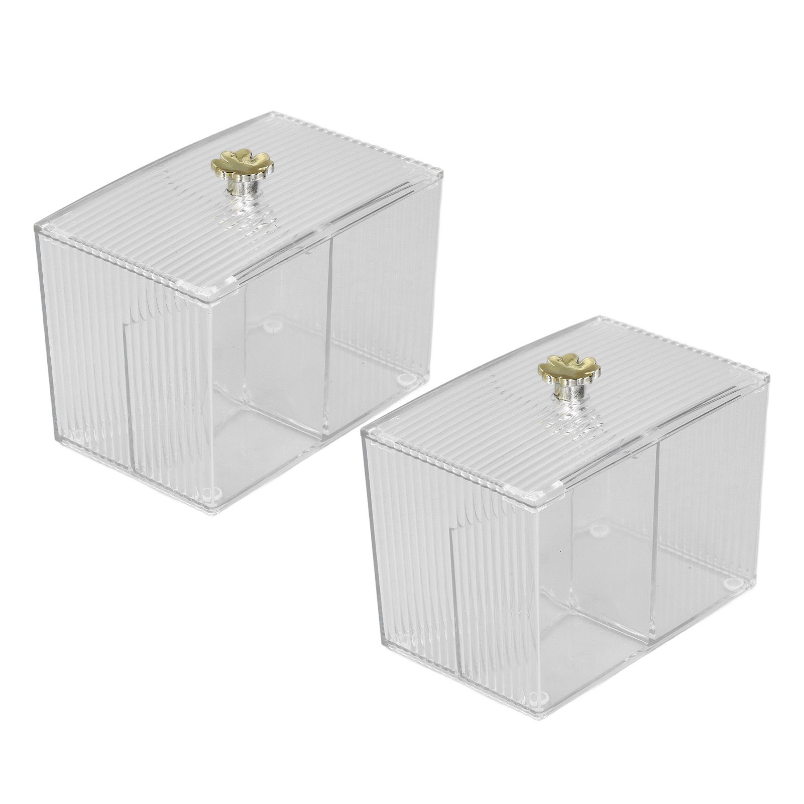 2Pcs Cotton Swab Holder Clear Durable Plastic Safe Widely Used Cotton Ball Organizer for Office Family Tabletop - Image 6