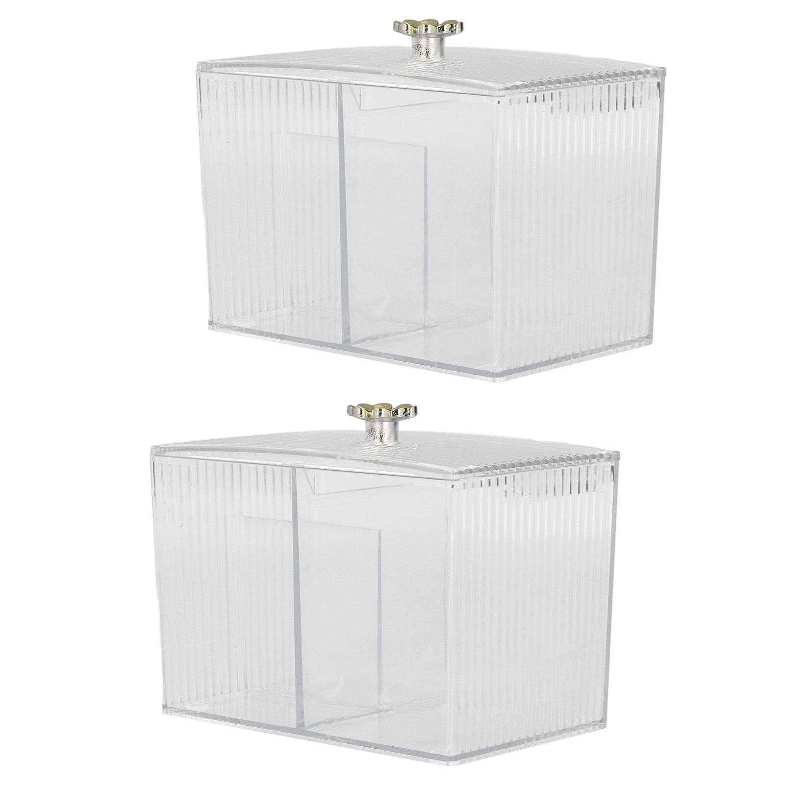 2Pcs Cotton Swab Holder Clear Durable Plastic Safe Widely Used Cotton Ball Organizer for Office Family Tabletop - Image 7