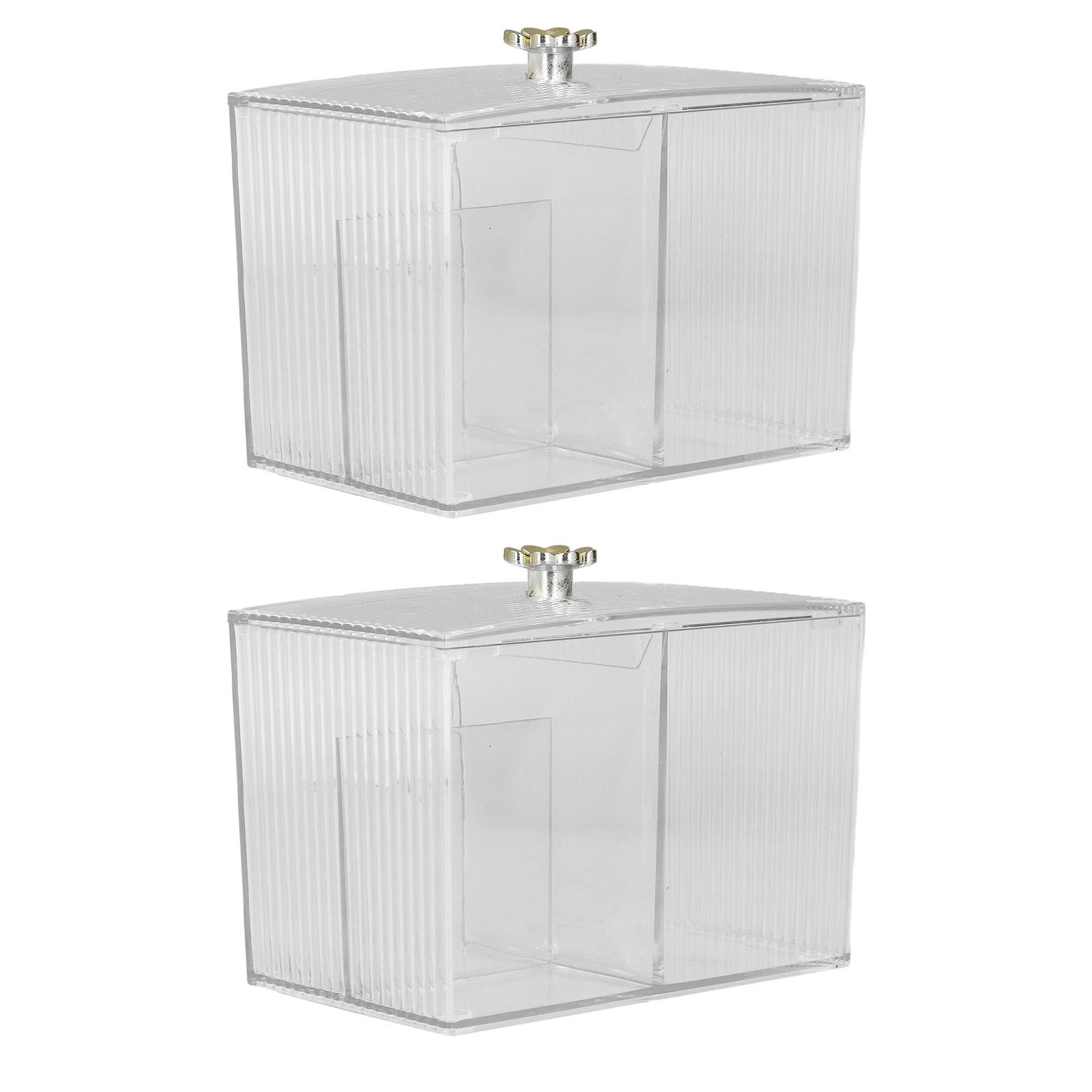 2Pcs Cotton Swab Holder Clear Durable Plastic Safe Widely Used Cotton Ball Organizer for Office Family Tabletop - Image 8