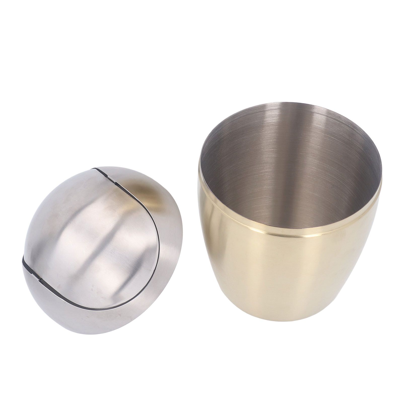 Desktop Small Trash Can Multipurpose 304 Stainless Steel Mini Trash Can with Lid for Tabletop Countertop Use Golden - Image 2
