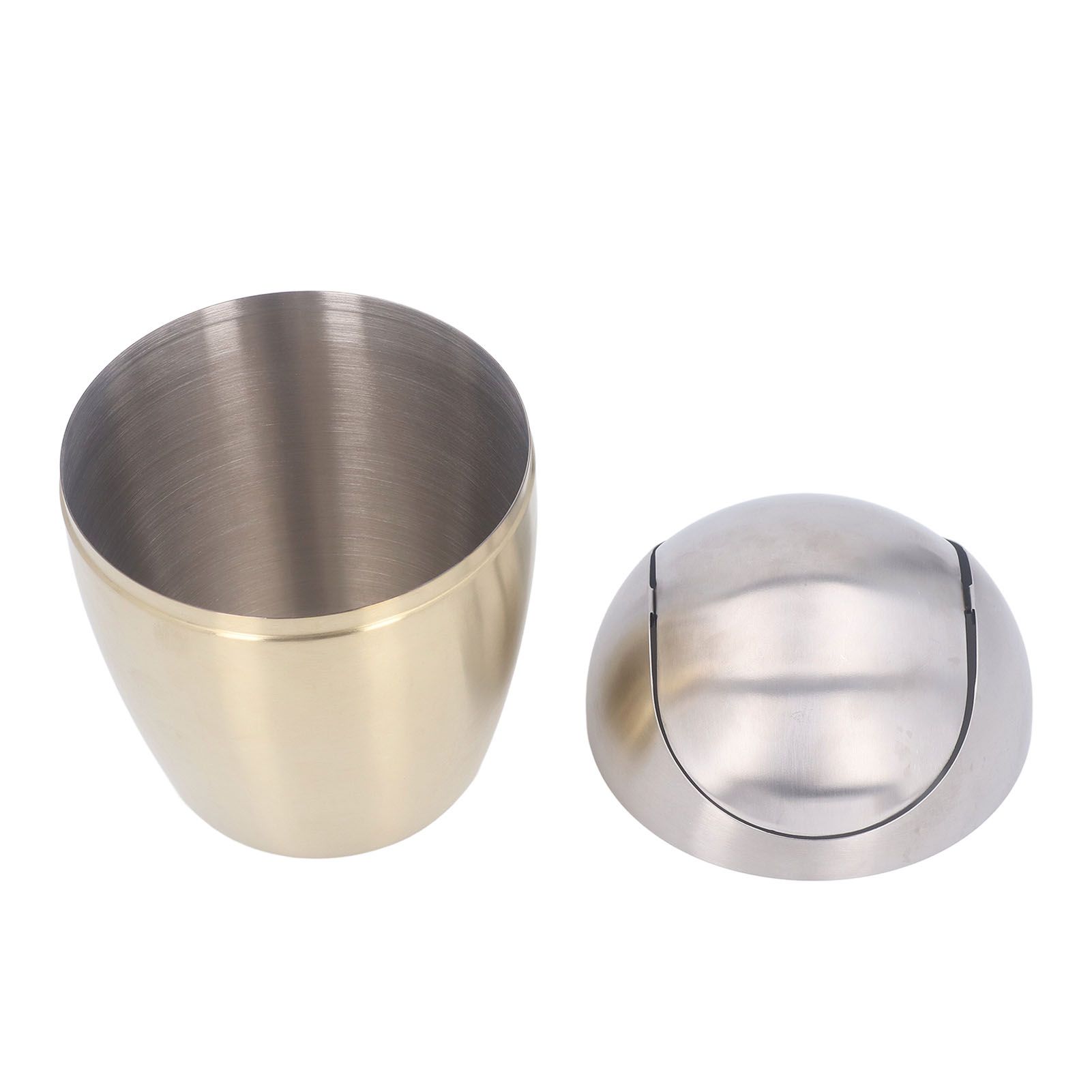 Desktop Small Trash Can Multipurpose 304 Stainless Steel Mini Trash Can with Lid for Tabletop Countertop Use Golden - Image 4