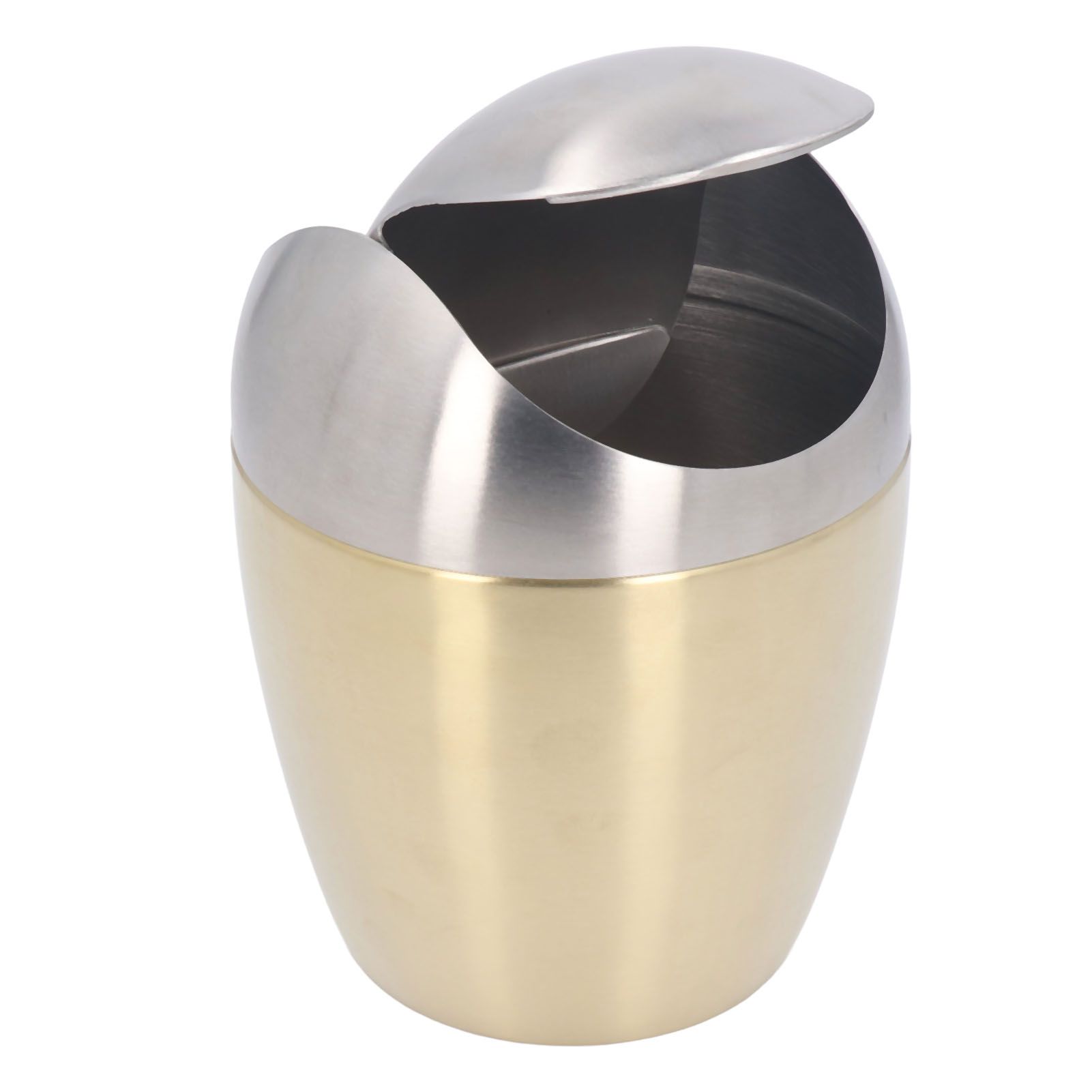 Desktop Small Trash Can Multipurpose 304 Stainless Steel Mini Trash Can with Lid for Tabletop Countertop Use Golden - Image 7
