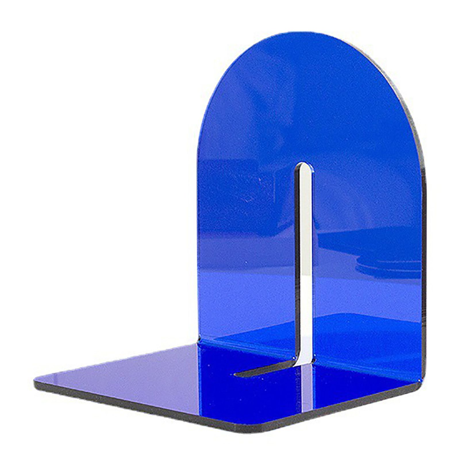 Acrylic Book End Thickened L Shape Bookend Stopper Desktop Book Organizer for Home Library Office Translucent Blue - Image 1