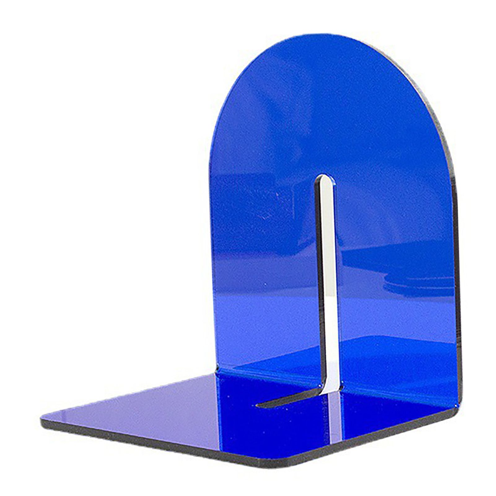 Acrylic Book End Thickened L Shape Bookend Stopper Desktop Book Organizer for Home Library Office Translucent Blue - Image 2
