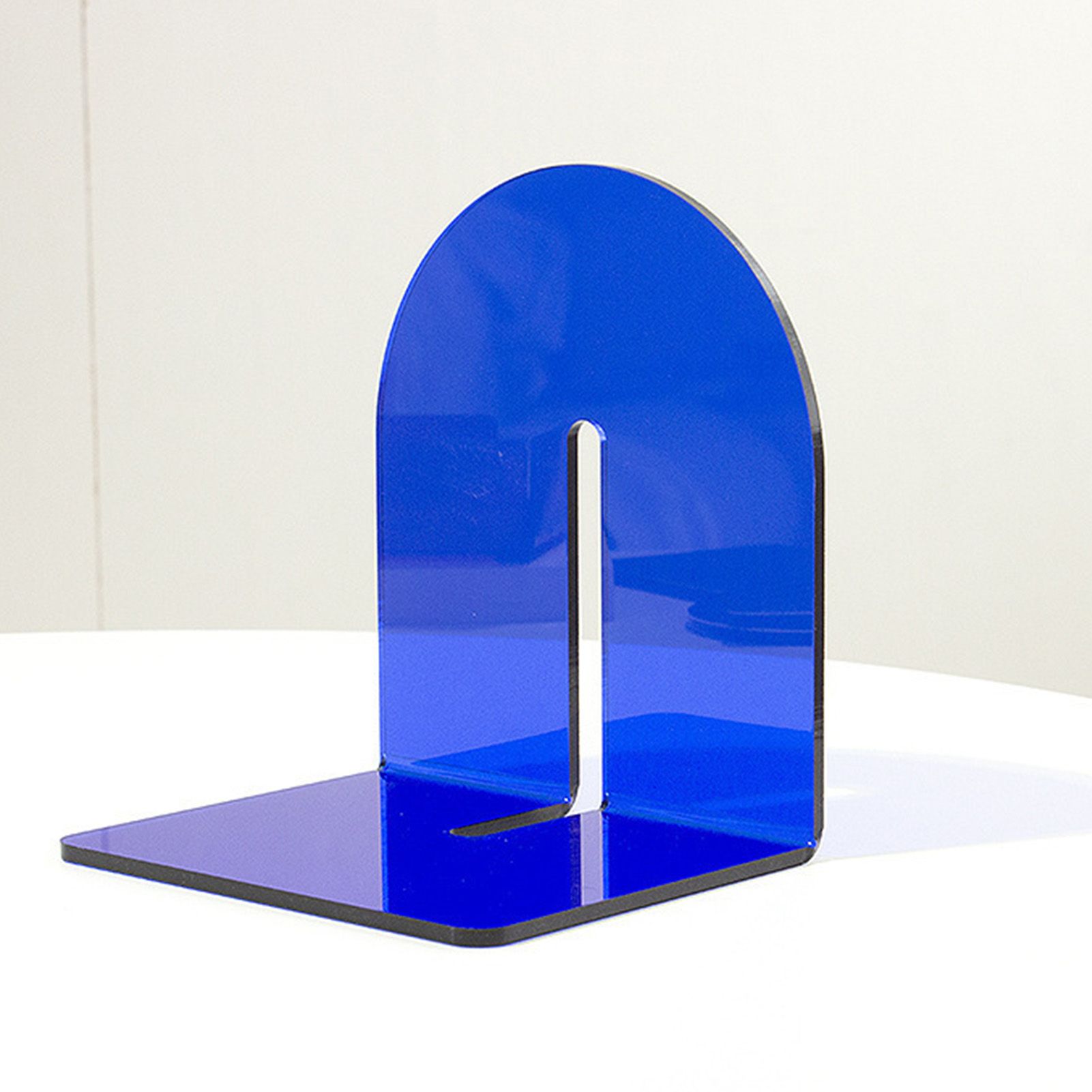 Acrylic Book End Thickened L Shape Bookend Stopper Desktop Book Organizer for Home Library Office Translucent Blue - Image 7