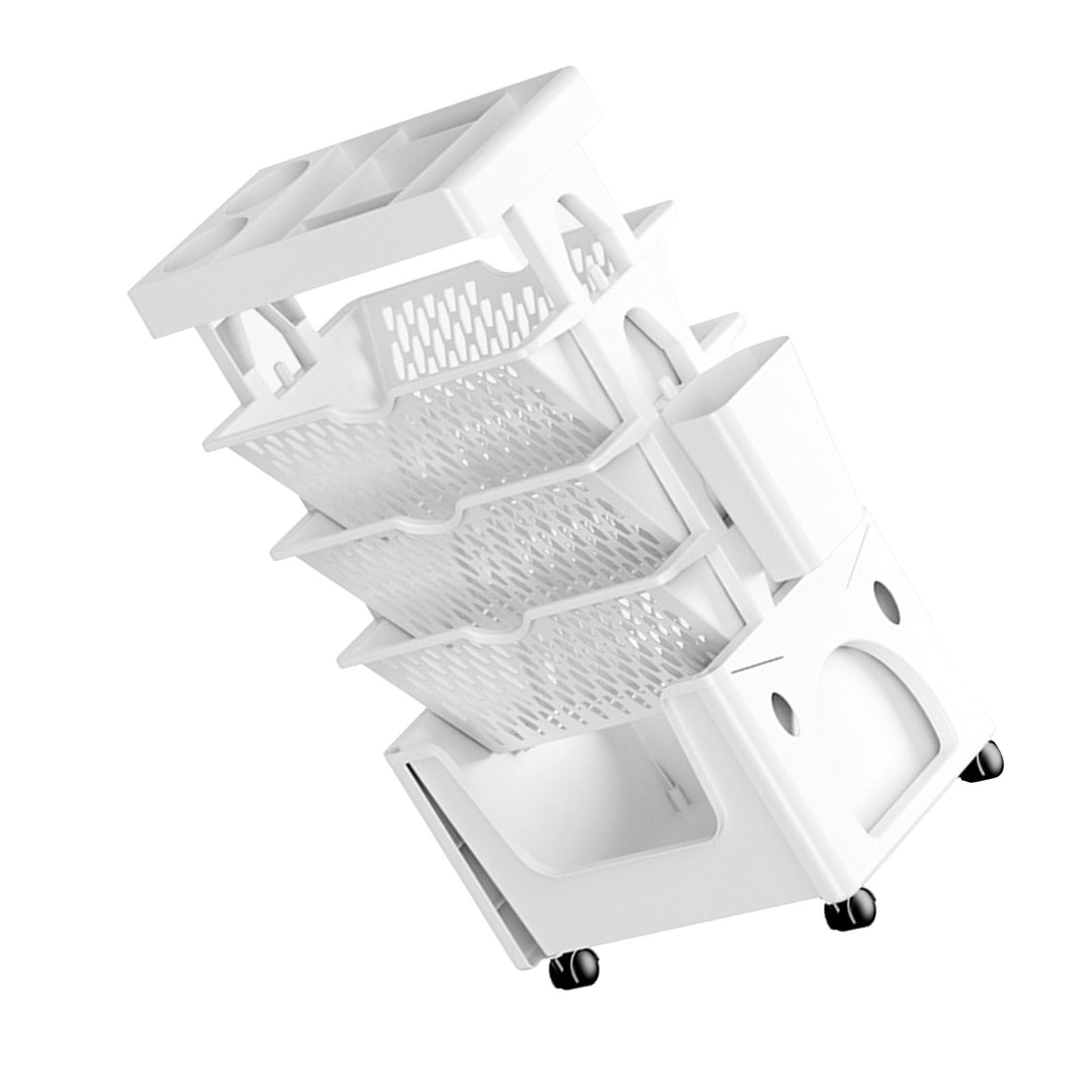 Rolling Mobile Bookshelf with Wheels 5 Tiers Large Capacity Strong Load Bearing Capacity Utility Cart for Study Kitchen White - Image 3