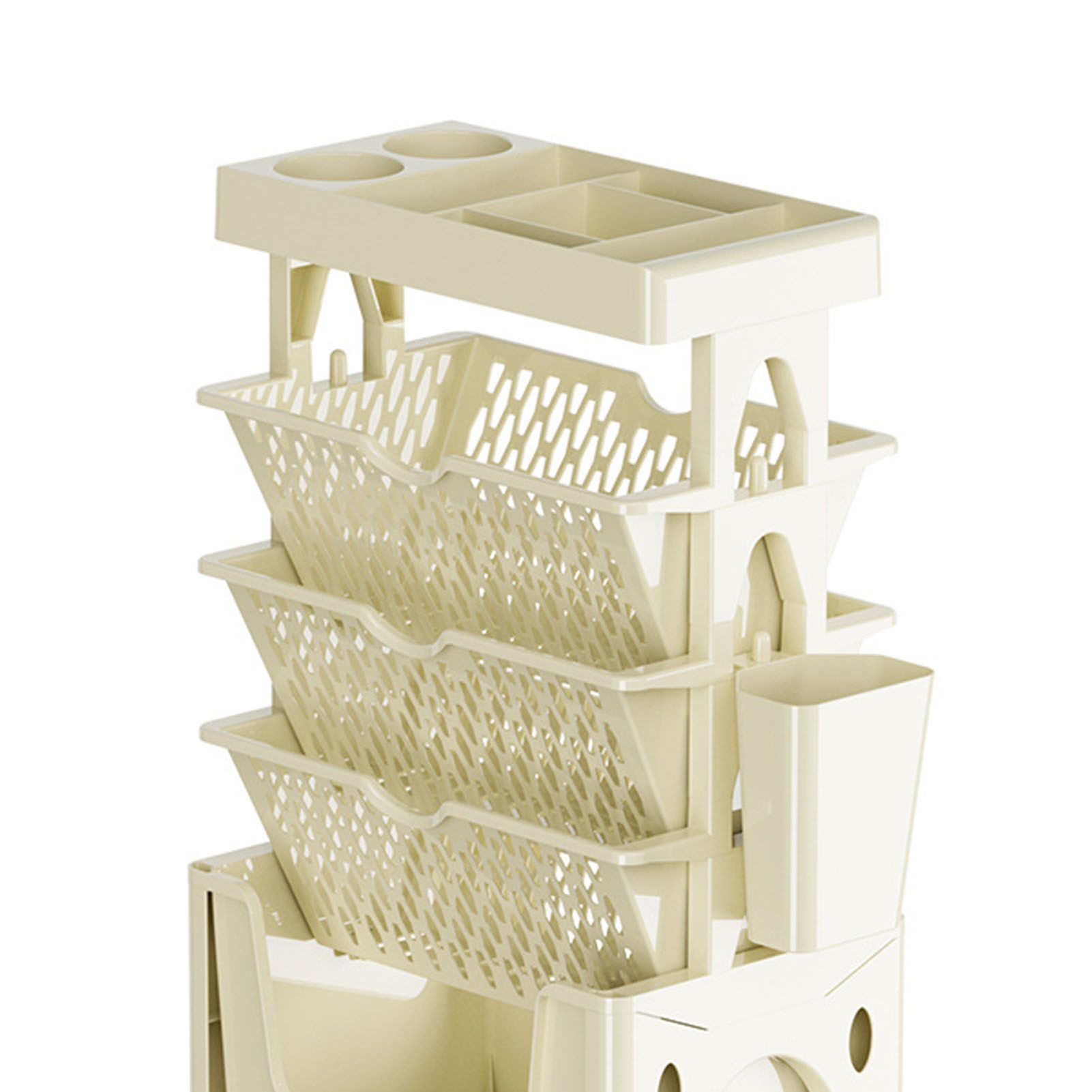 Rolling Mobile Bookshelf with Wheels 5 Tiers Large Capacity Strong Load Bearing Capacity Utility Cart for Study Kitchen Khaki - Image 7
