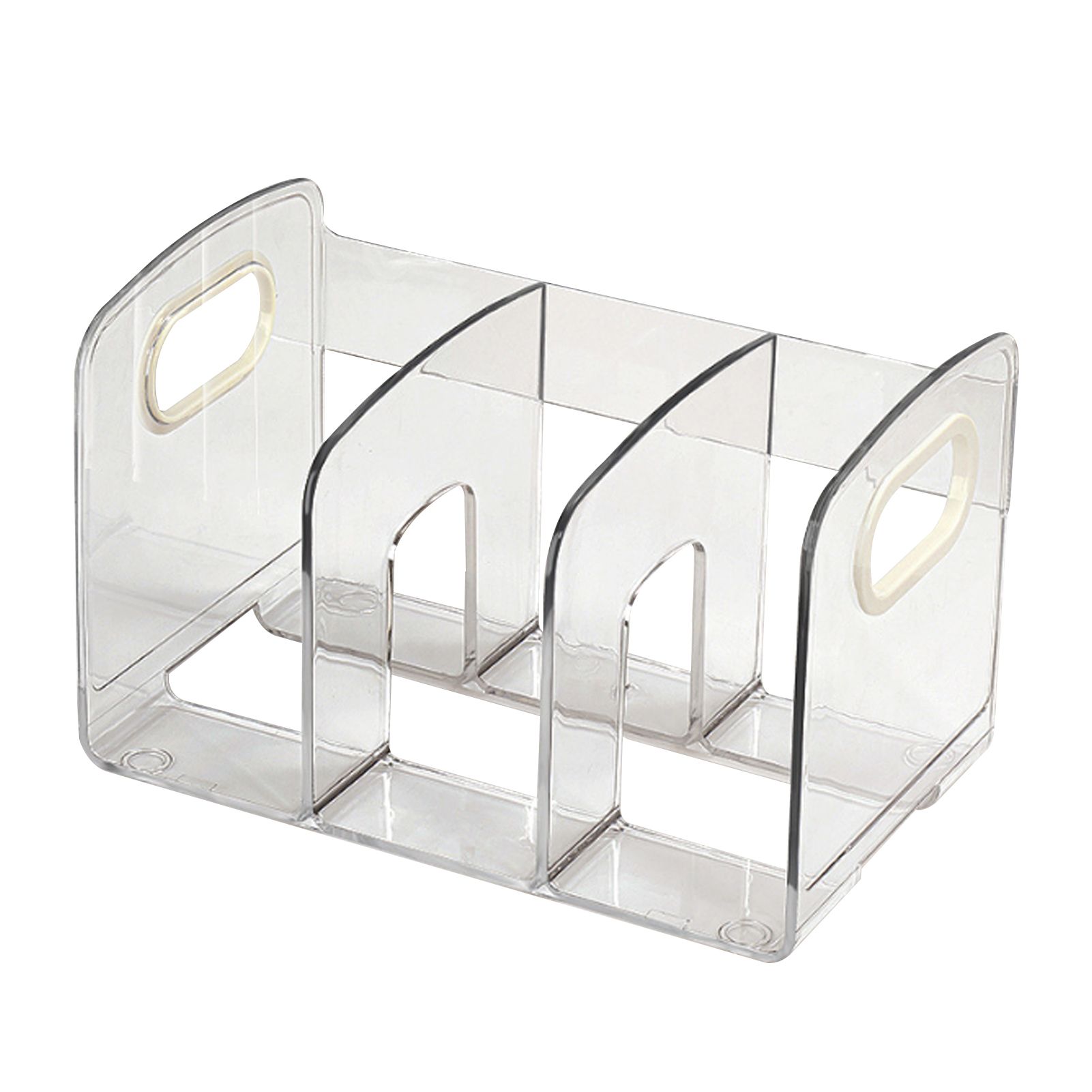 Book Organizer Desktop Book Rack File Holder Acrylic Tabletop Organizer for Study Office Transparent 3 Compartment (28x14x15cm/11x5.5x5.9in) - Image 1