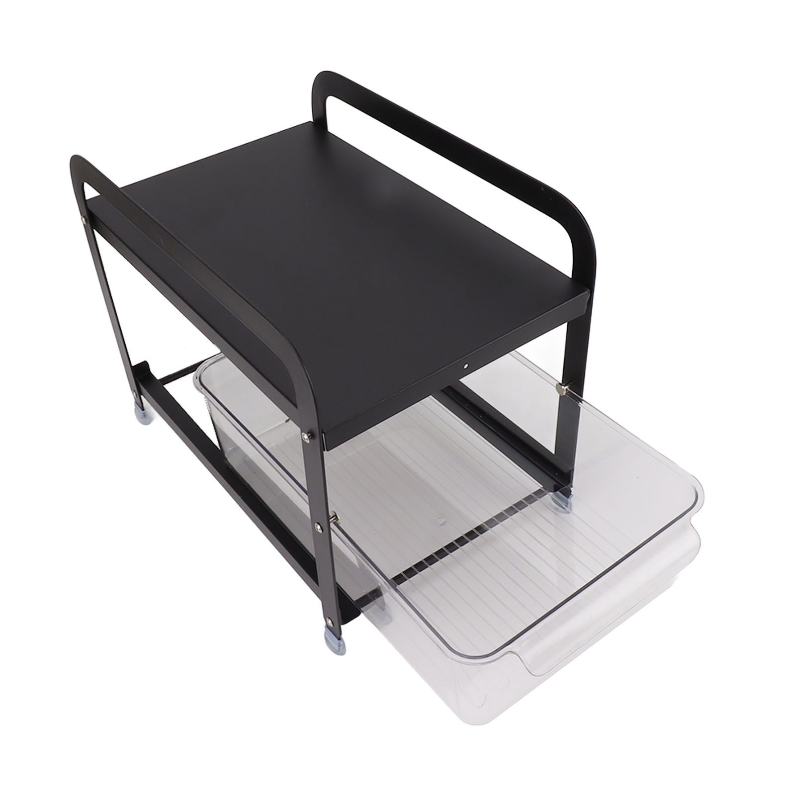 Cup Storage Organizer Shelf 2 Tier Pull Out Countertop Organizer Multifunctional Desktop Storage Rack for Home Office Black - Image 5