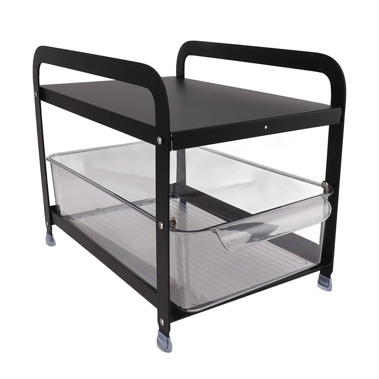 Cup Storage Organizer Shelf 2 Tier Pull Out Countertop Organizer Multifunctional Desktop Storage Rack for Home Office Black - Image 6