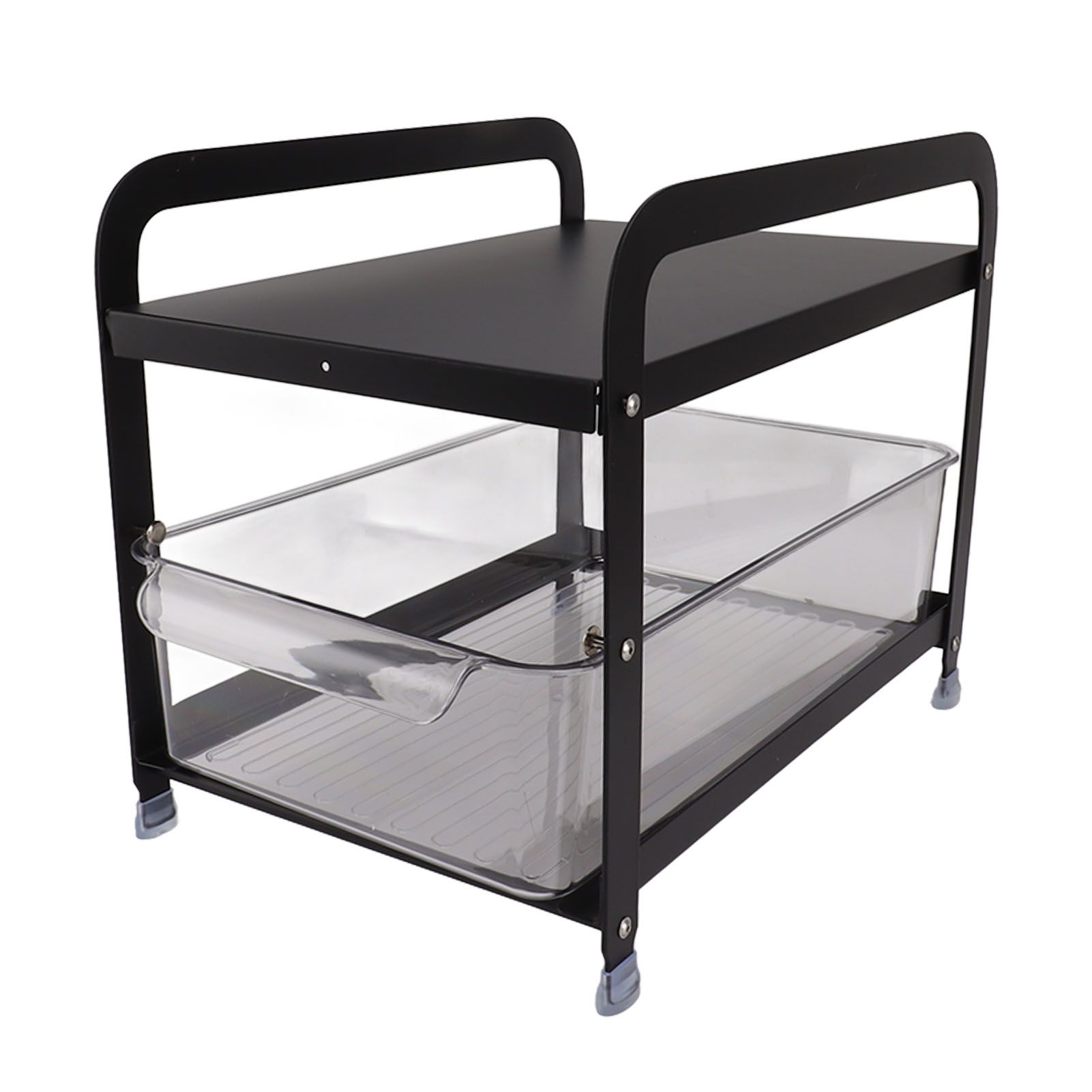 Cup Storage Organizer Shelf 2 Tier Pull Out Countertop Organizer Multifunctional Desktop Storage Rack for Home Office Black - Image 7