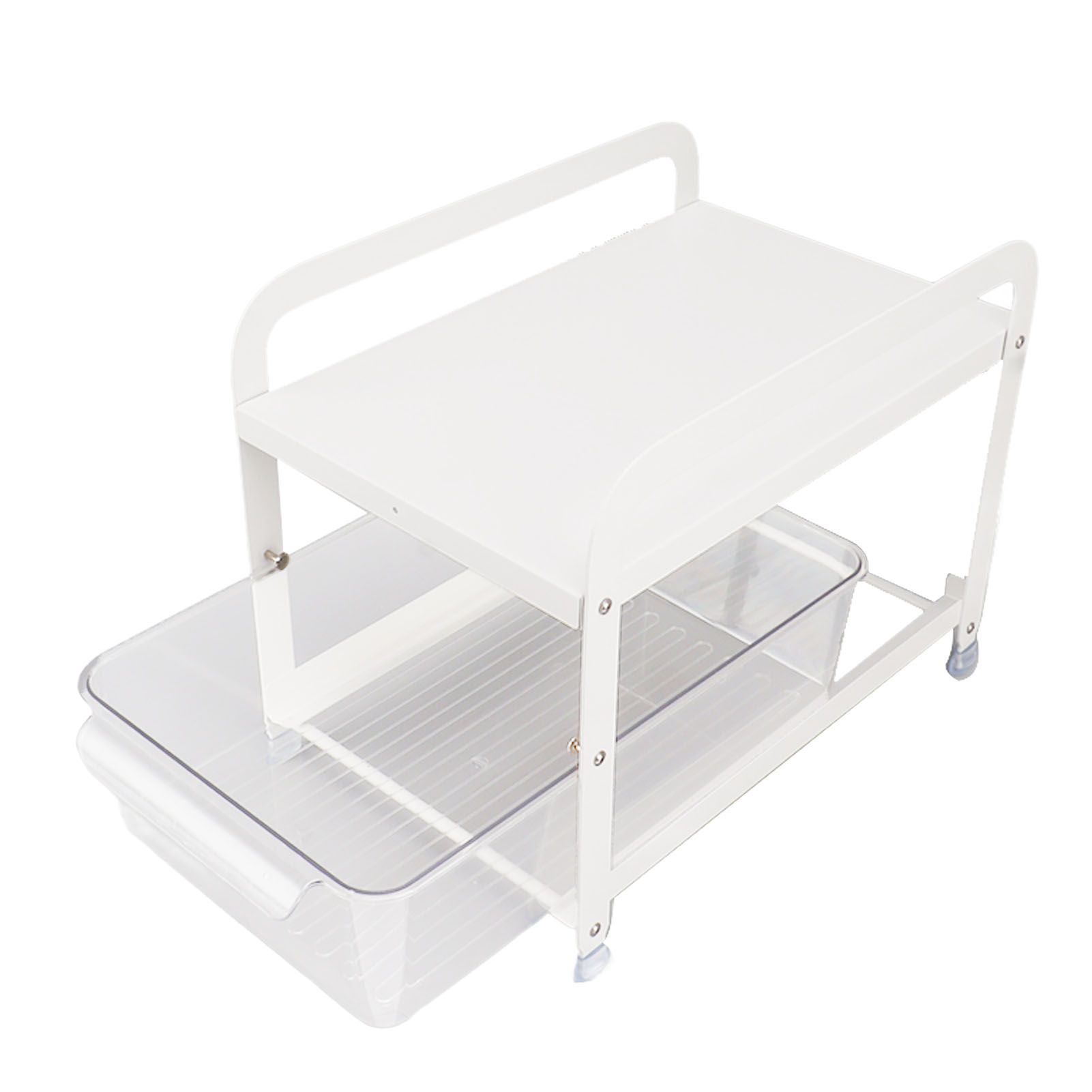 Cup Storage Organizer Shelf 2 Tier Pull Out Countertop Organizer Multifunctional Desktop Storage Rack for Home Office White - Image 2