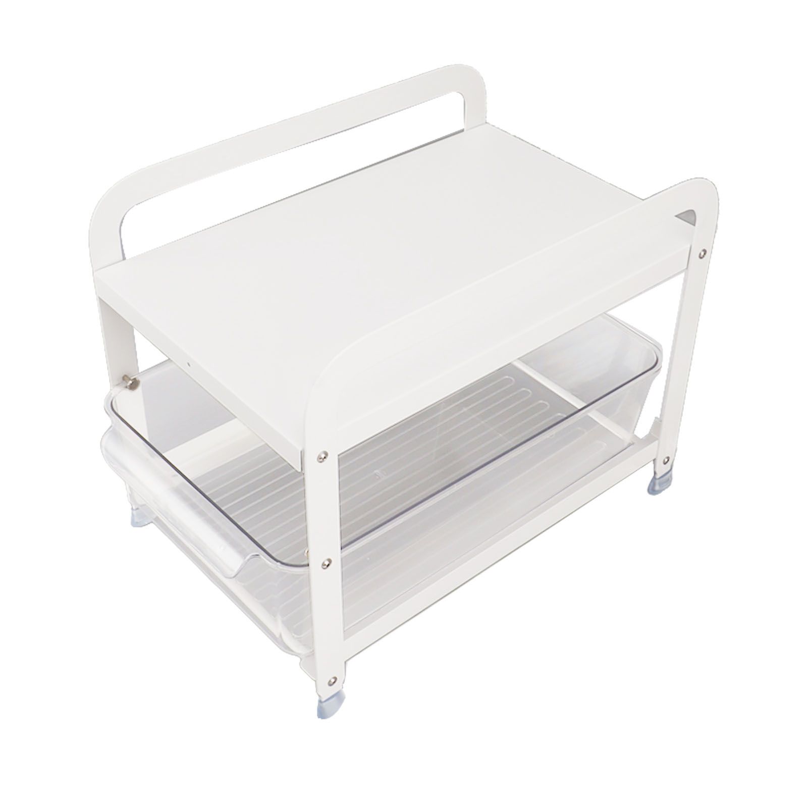 Cup Storage Organizer Shelf 2 Tier Pull Out Countertop Organizer Multifunctional Desktop Storage Rack for Home Office White - Image 6