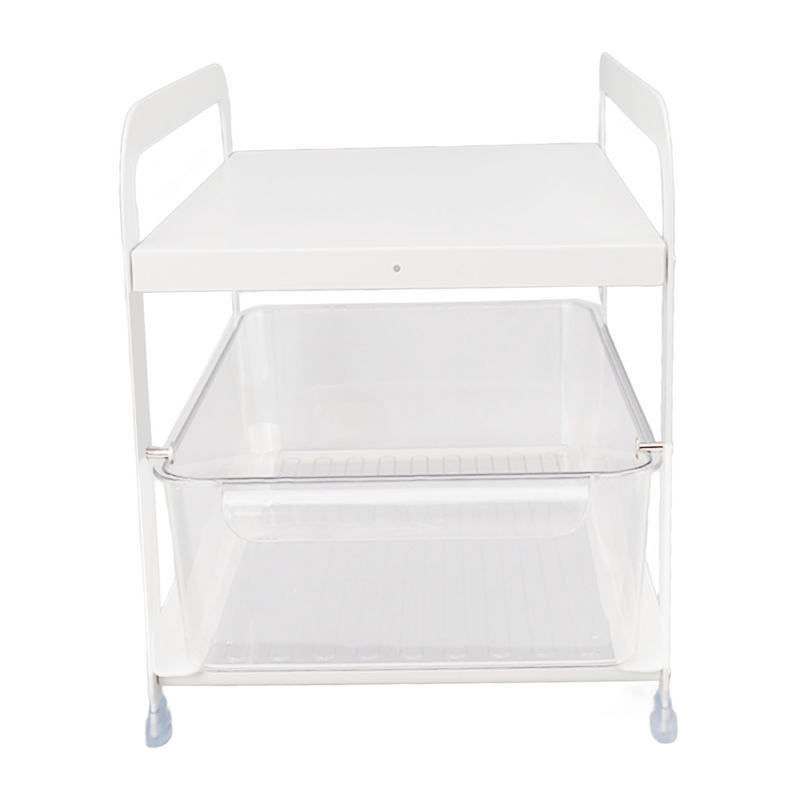 Cup Storage Organizer Shelf 2 Tier Pull Out Countertop Organizer Multifunctional Desktop Storage Rack for Home Office White - Image 7