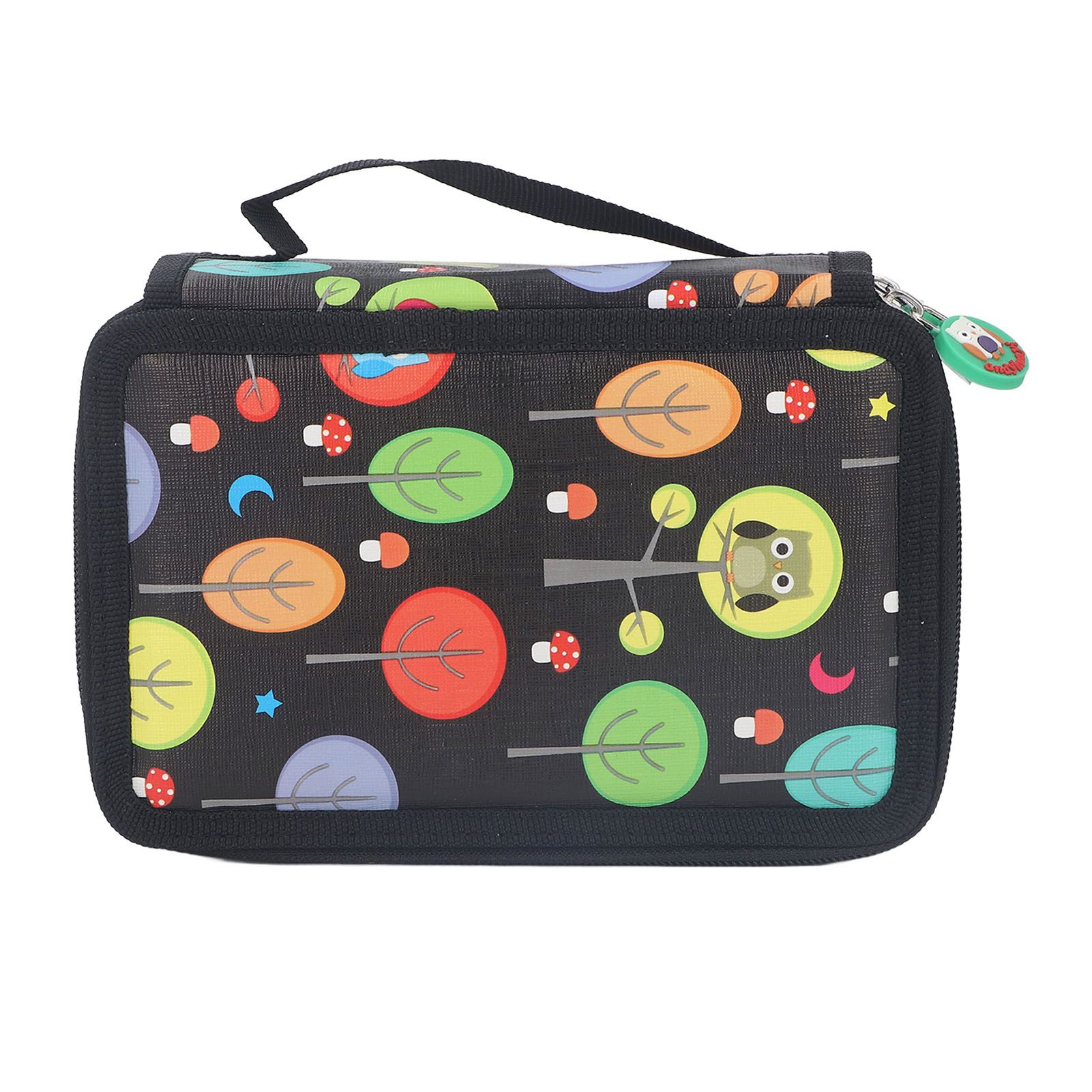 Colored Pencil Case Pencil Holder with Zipper Closure Large Capacity Pencil Case Foldable Colored Pencil Bag Cartoon Black 4 Layers 72 Holes - Image 1