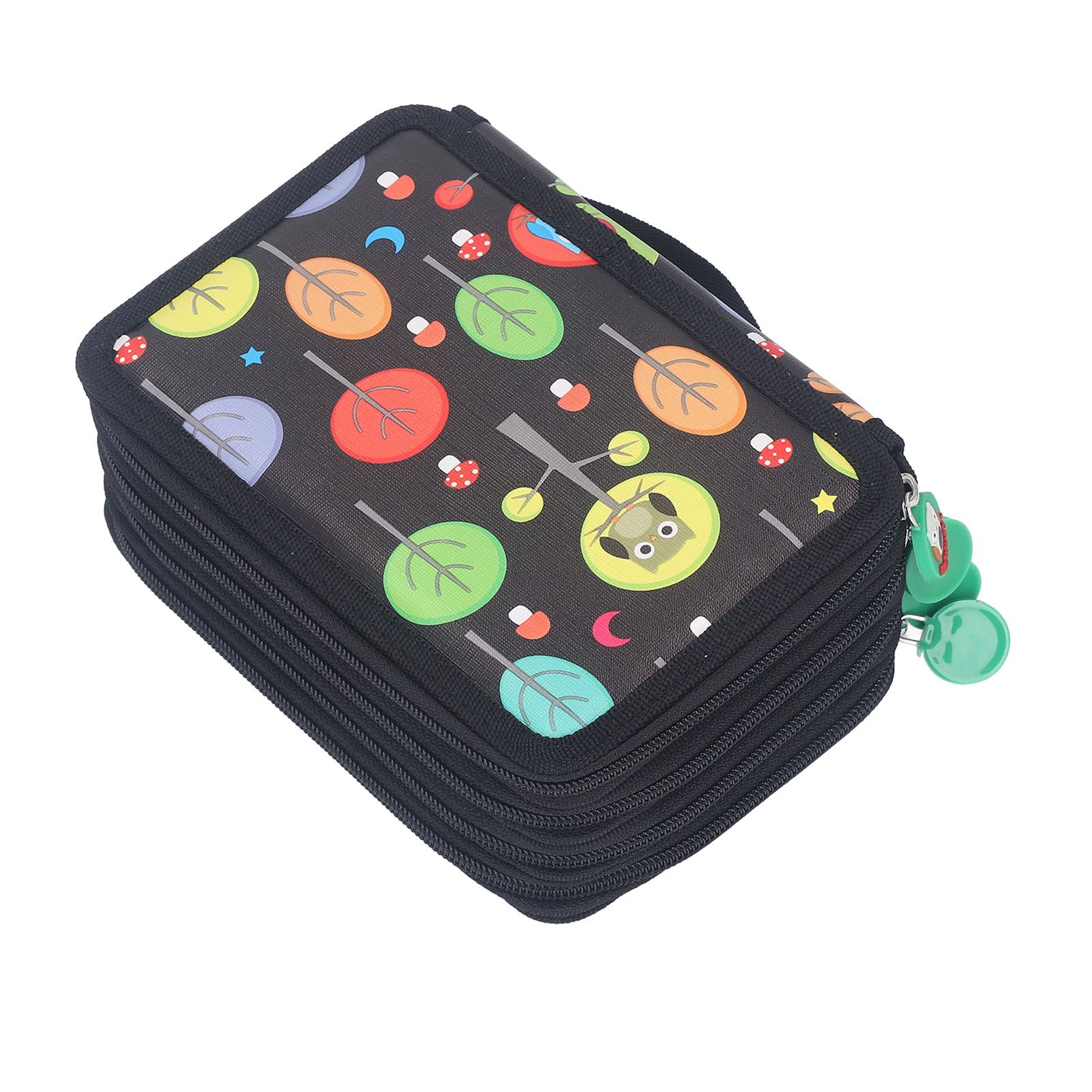 Colored Pencil Case Pencil Holder with Zipper Closure Large Capacity Pencil Case Foldable Colored Pencil Bag Cartoon Black 4 Layers 72 Holes - Image 2