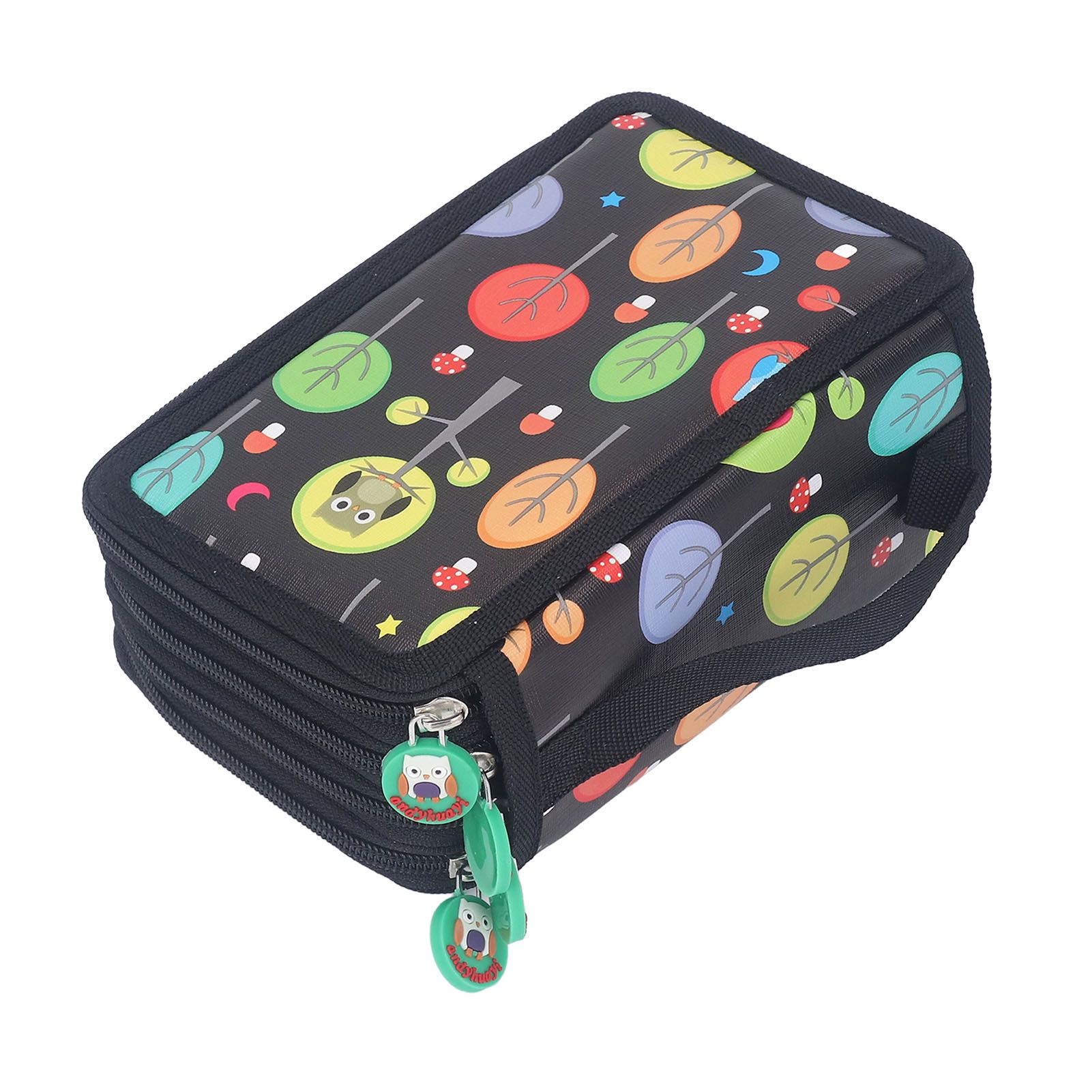 Colored Pencil Case Pencil Holder with Zipper Closure Large Capacity Pencil Case Foldable Colored Pencil Bag Cartoon Black 4 Layers 72 Holes - Image 3