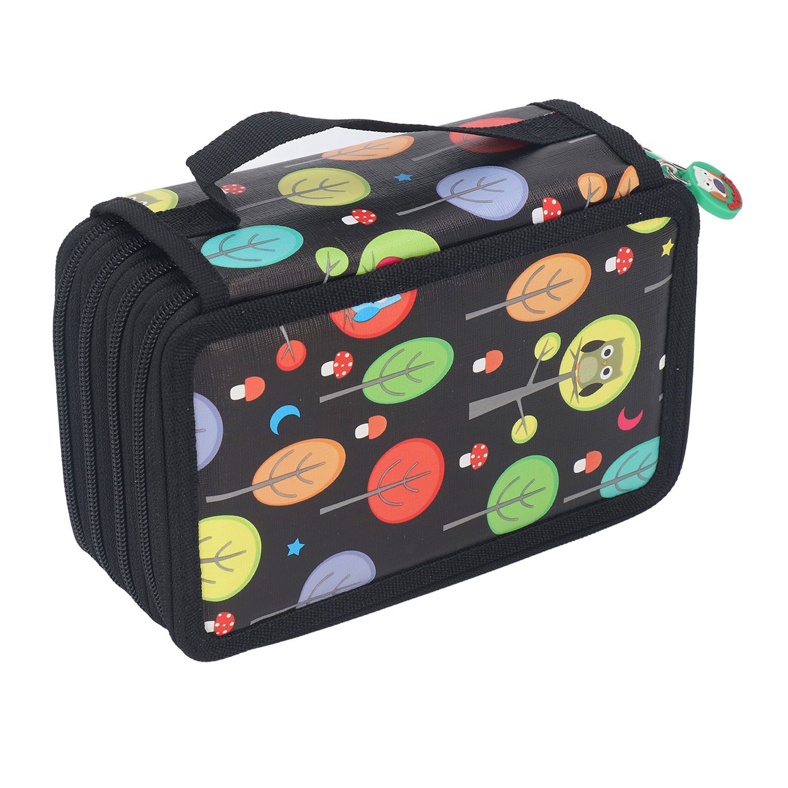 Colored Pencil Case Pencil Holder with Zipper Closure Large Capacity Pencil Case Foldable Colored Pencil Bag Cartoon Black 4 Layers 72 Holes - Image 4