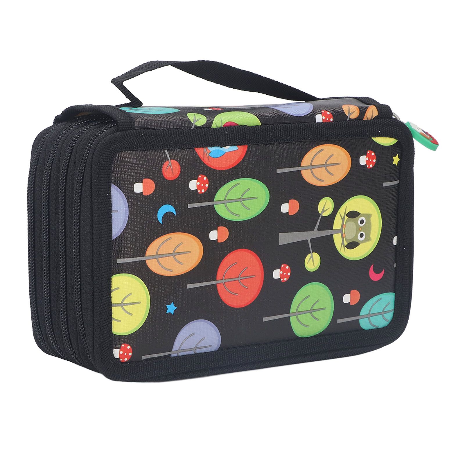 Colored Pencil Case Pencil Holder with Zipper Closure Large Capacity Pencil Case Foldable Colored Pencil Bag Cartoon Black 4 Layers 72 Holes - Image 5