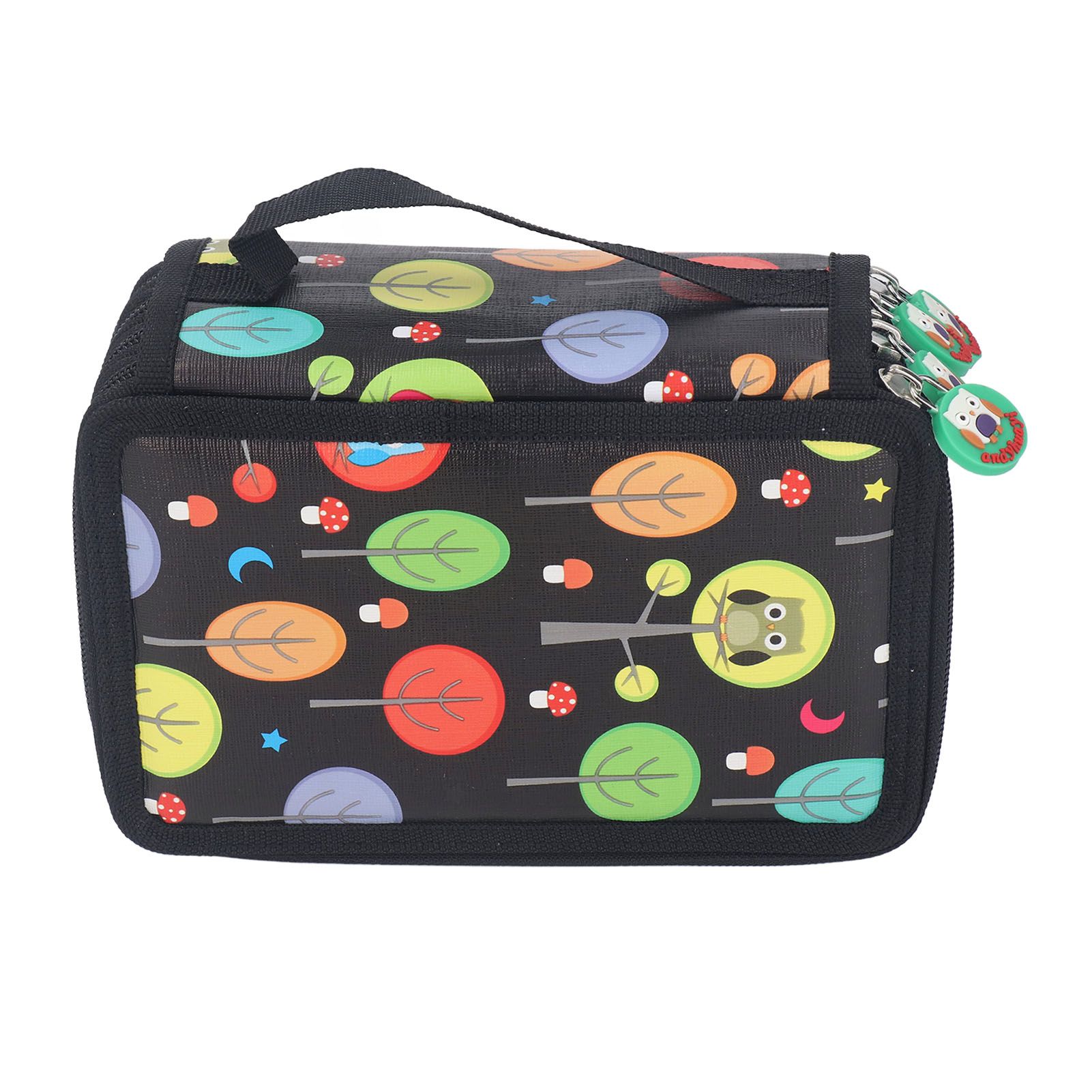 Colored Pencil Case Pencil Holder with Zipper Closure Large Capacity Pencil Case Foldable Colored Pencil Bag Cartoon Black 4 Layers 72 Holes - Image 8