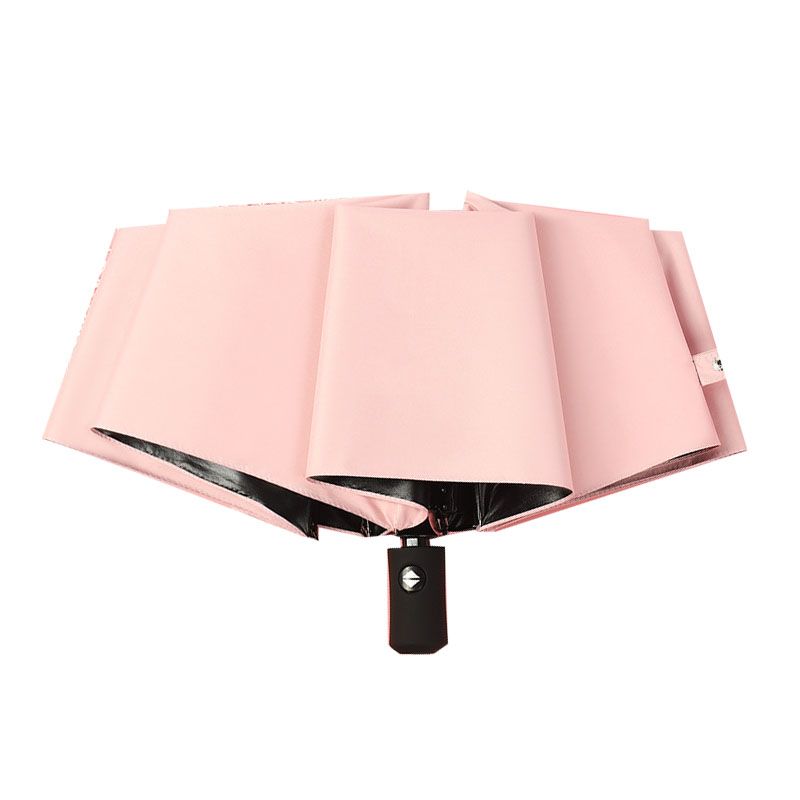 Travel Umbrella Sun Rain 3 Fold 8 Ribs Button Operation Light Weight Umbrella for Women Girl Daily Men Light Pink - Image 1