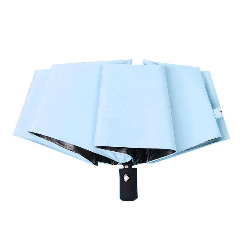 Travel Umbrella Sun Rain 3 Fold 8 Ribs Button Operation Light Weight Umbrella for Women Girl Daily Men Light Blue - Image 1