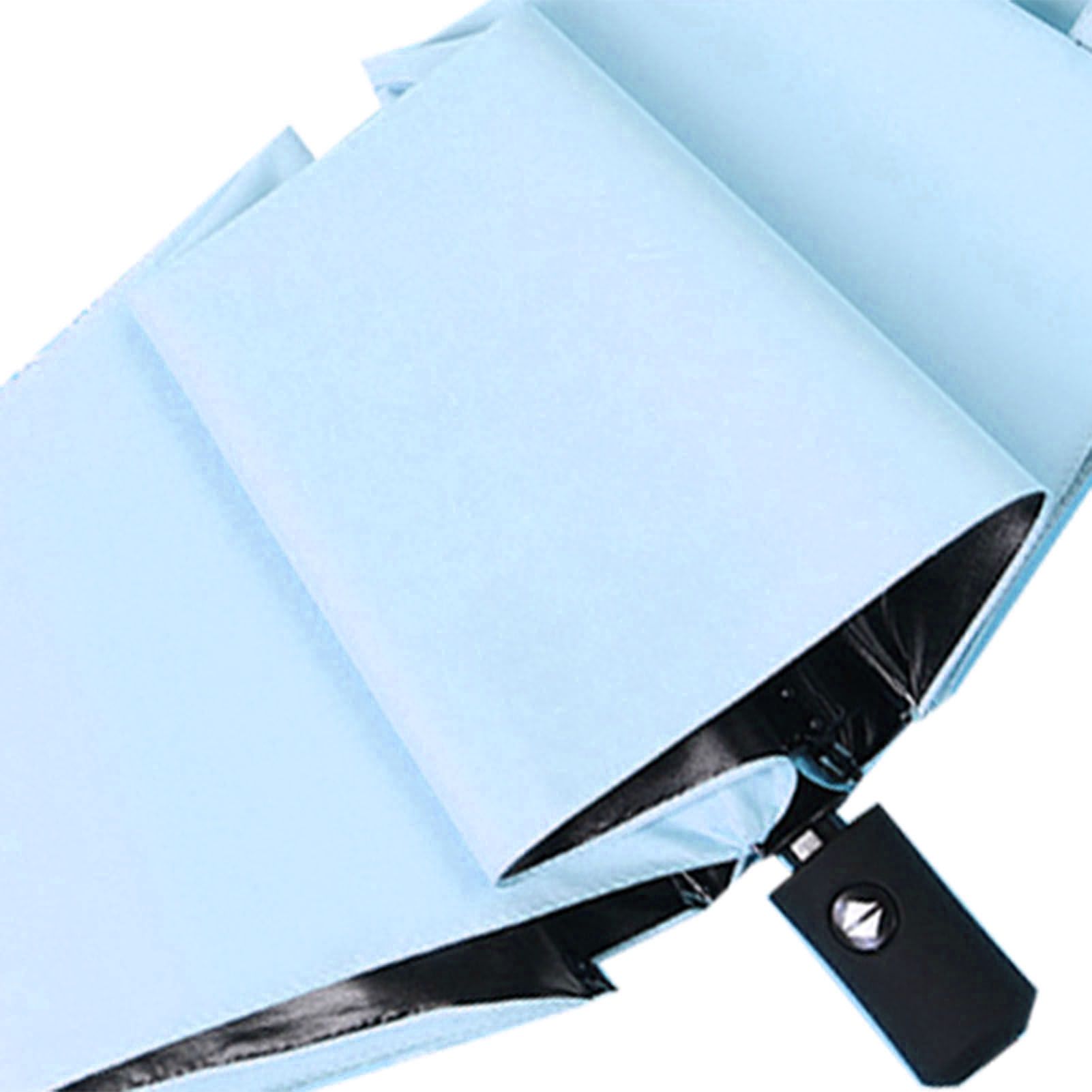 Travel Umbrella Sun Rain 3 Fold 8 Ribs Button Operation Light Weight Umbrella for Women Girl Daily Men Light Blue - Image 8